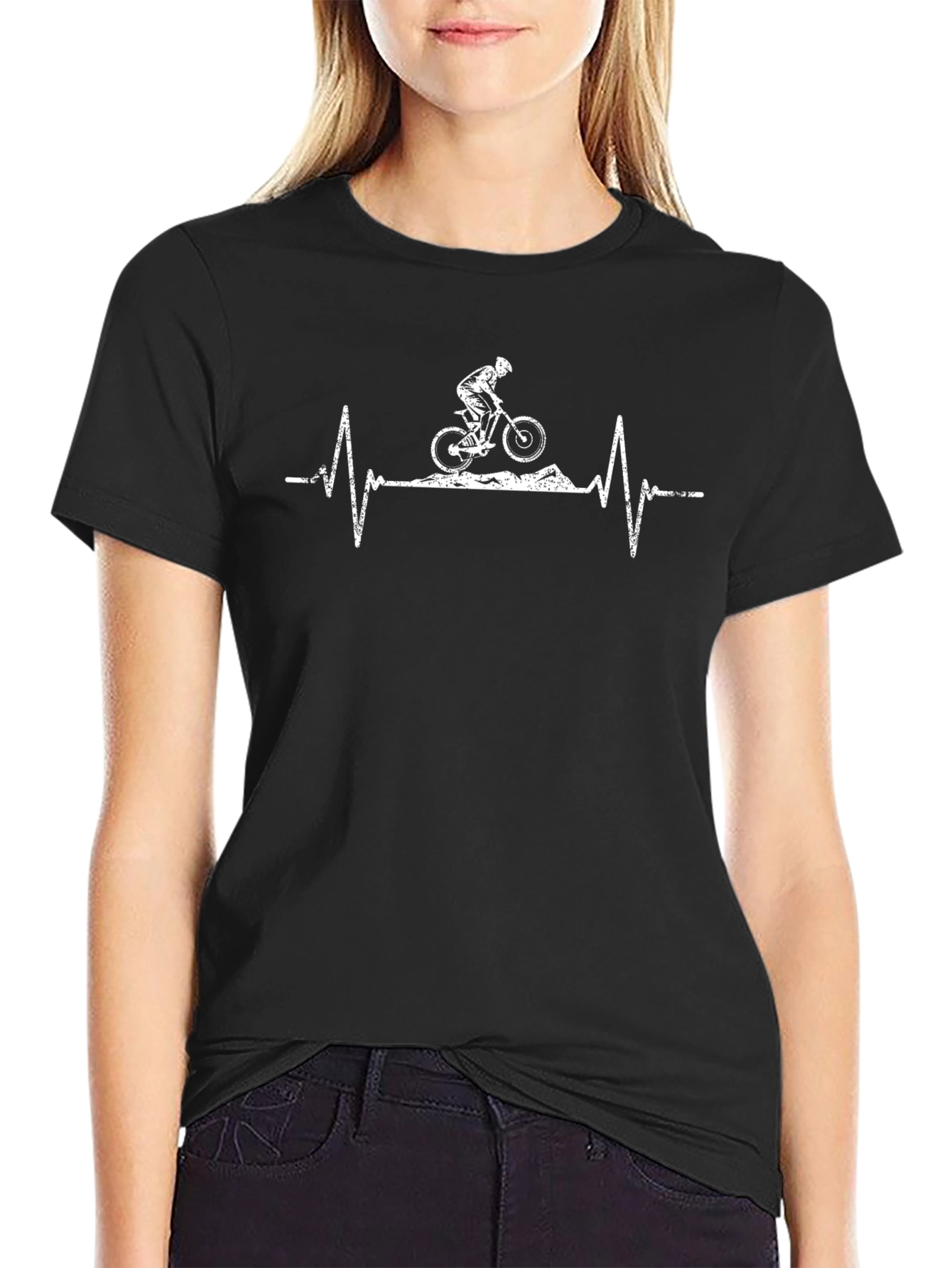Mountain Bike Heartbeat T-Shirt - Black Graphic Tee