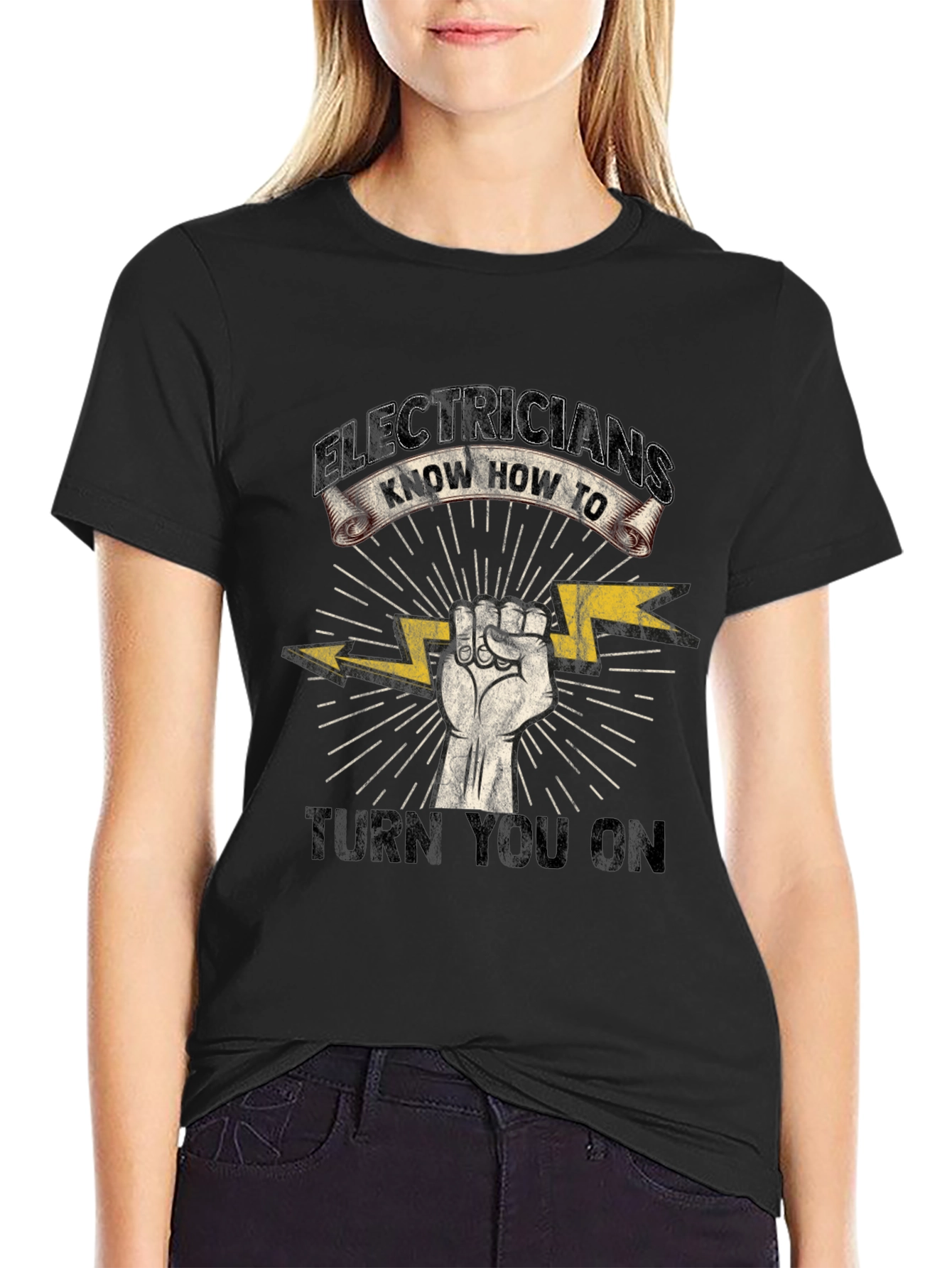 Electricians Know How To Turn You On Black T-Shirt