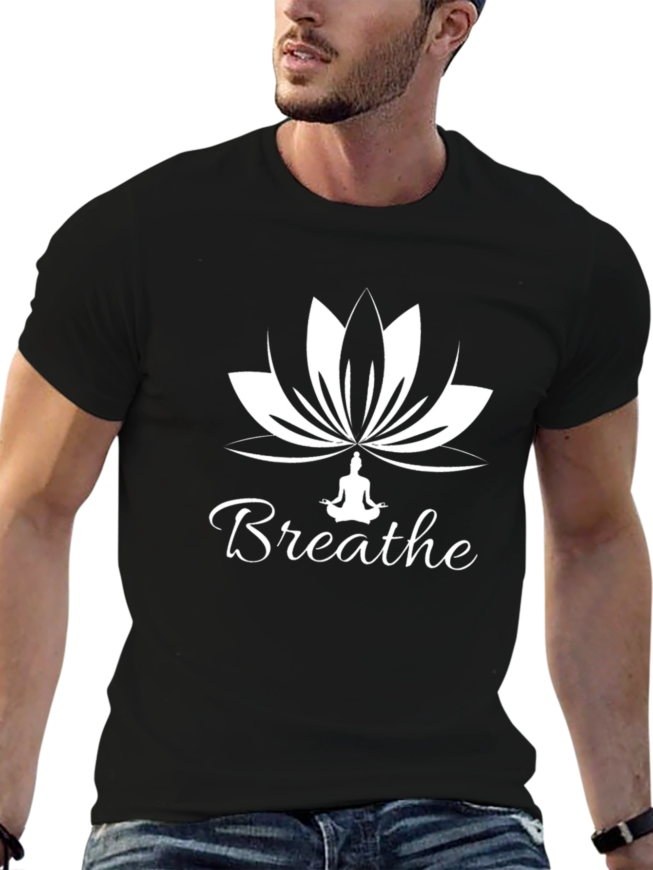 Breathe Yoga Lotus Flower Graphic T-Shirt