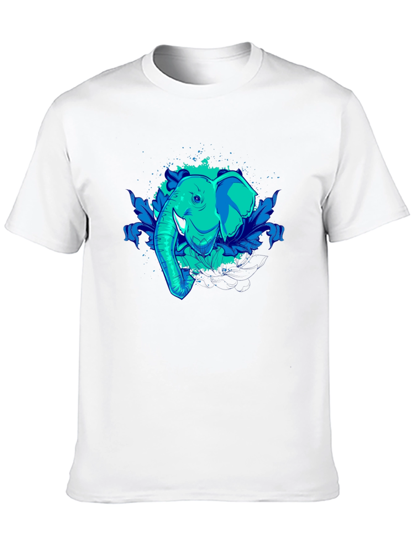 Elephant Graphic Tee - Cool Blue Design