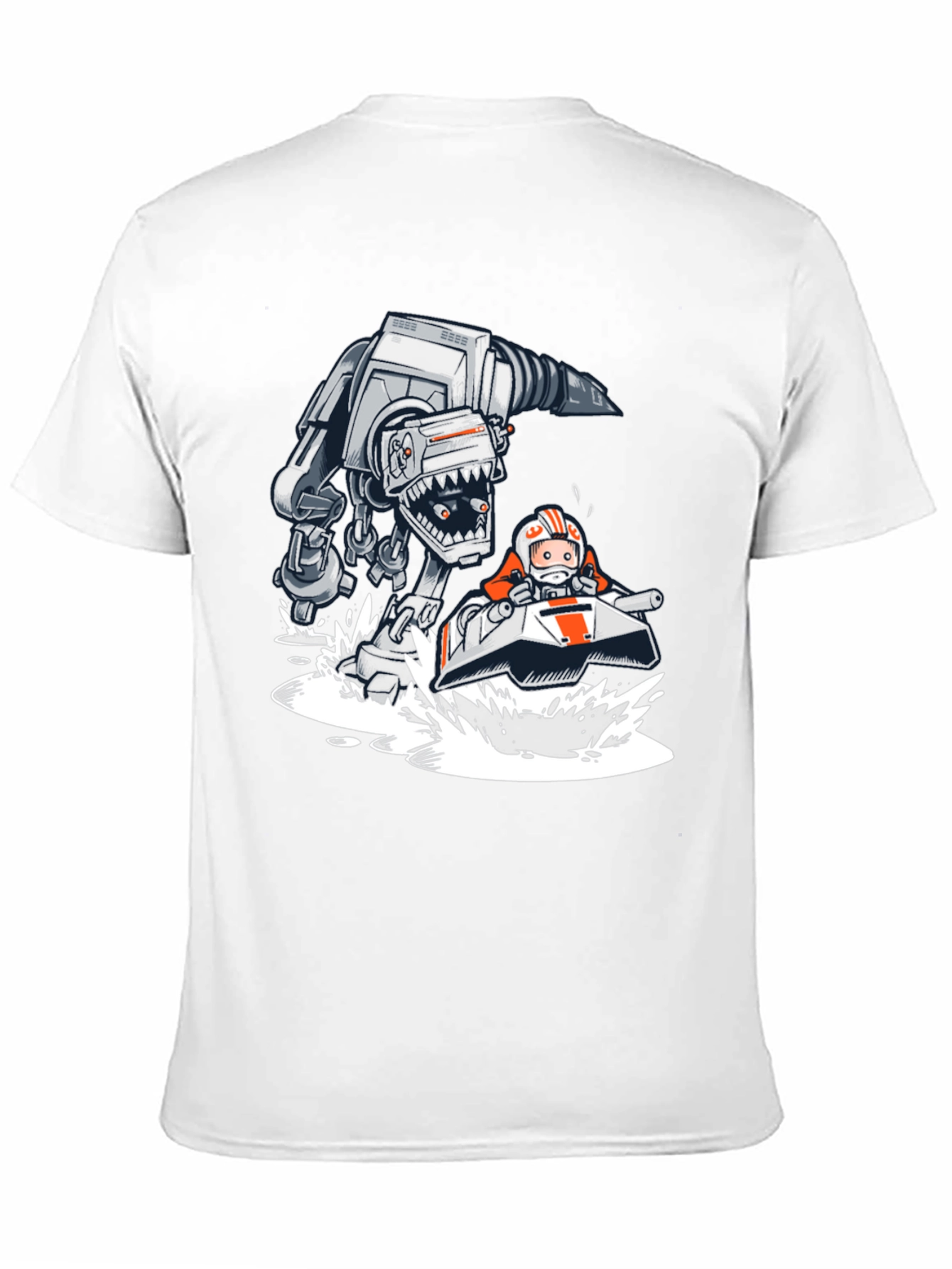Cool Cartoon AT-AT vs Snowspeeder Black Tee