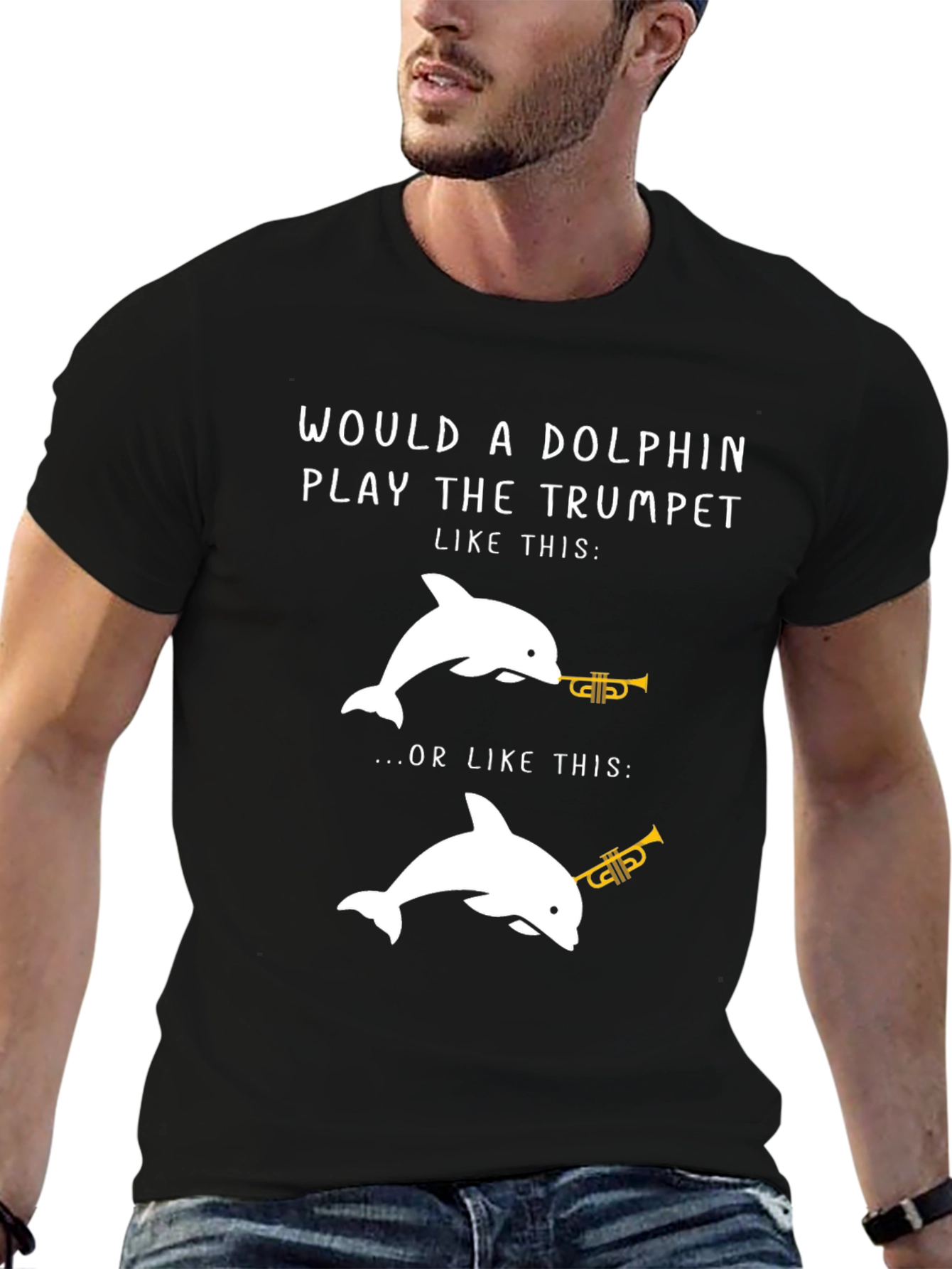 Dolphin Trumpet Graphic Tee - Funny Music Lover Shirt