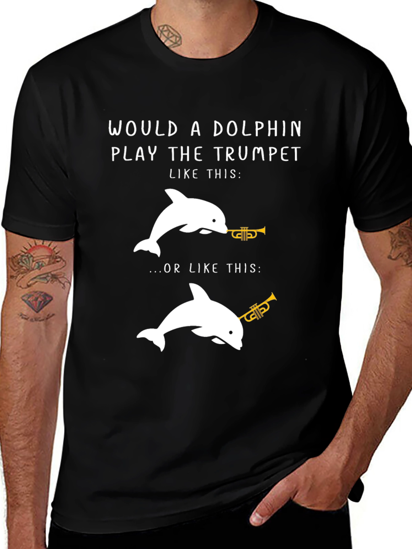 Dolphin Trumpet Graphic Tee - Funny Music Lover Shirt