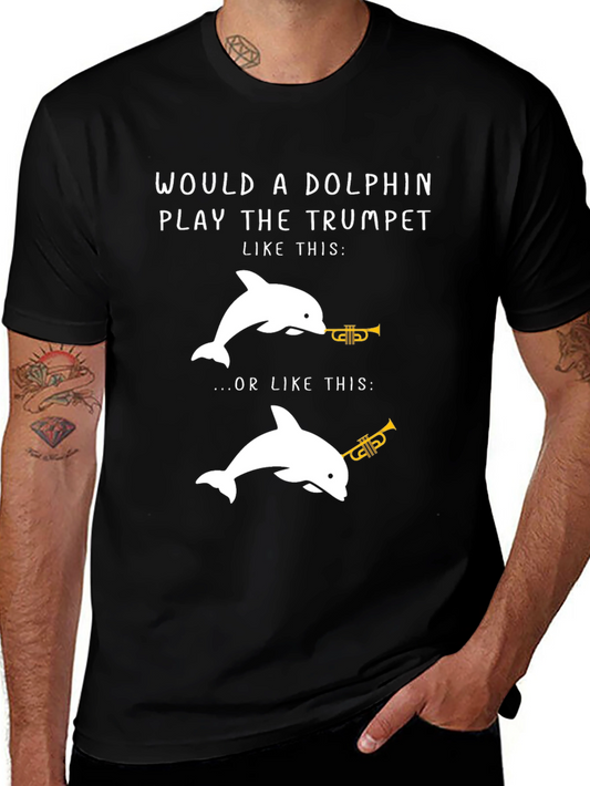 Dolphin Trumpet Graphic Tee - Funny Music Lover Shirt