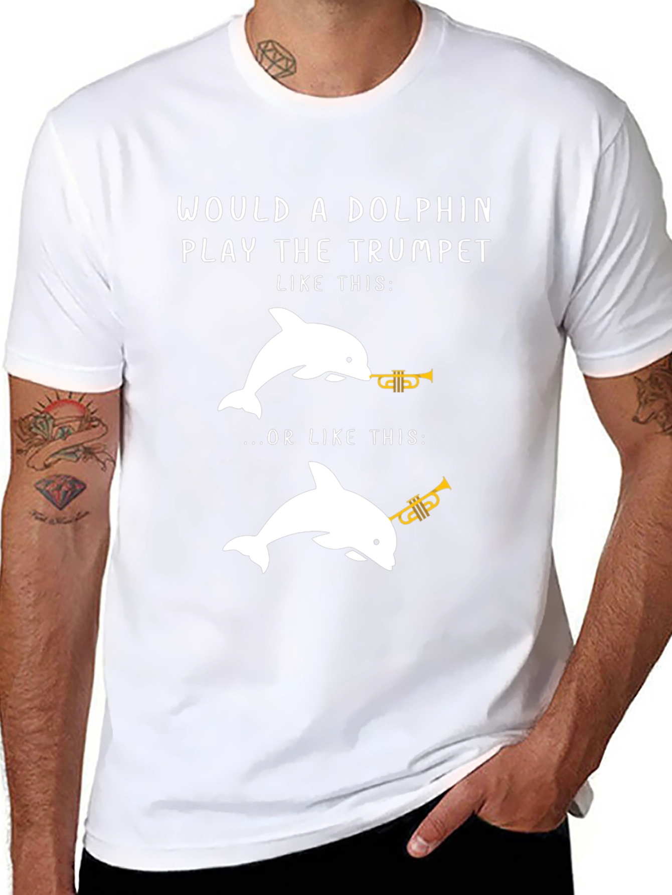 Dolphin Trumpet Graphic Tee - Funny Music Lover Shirt