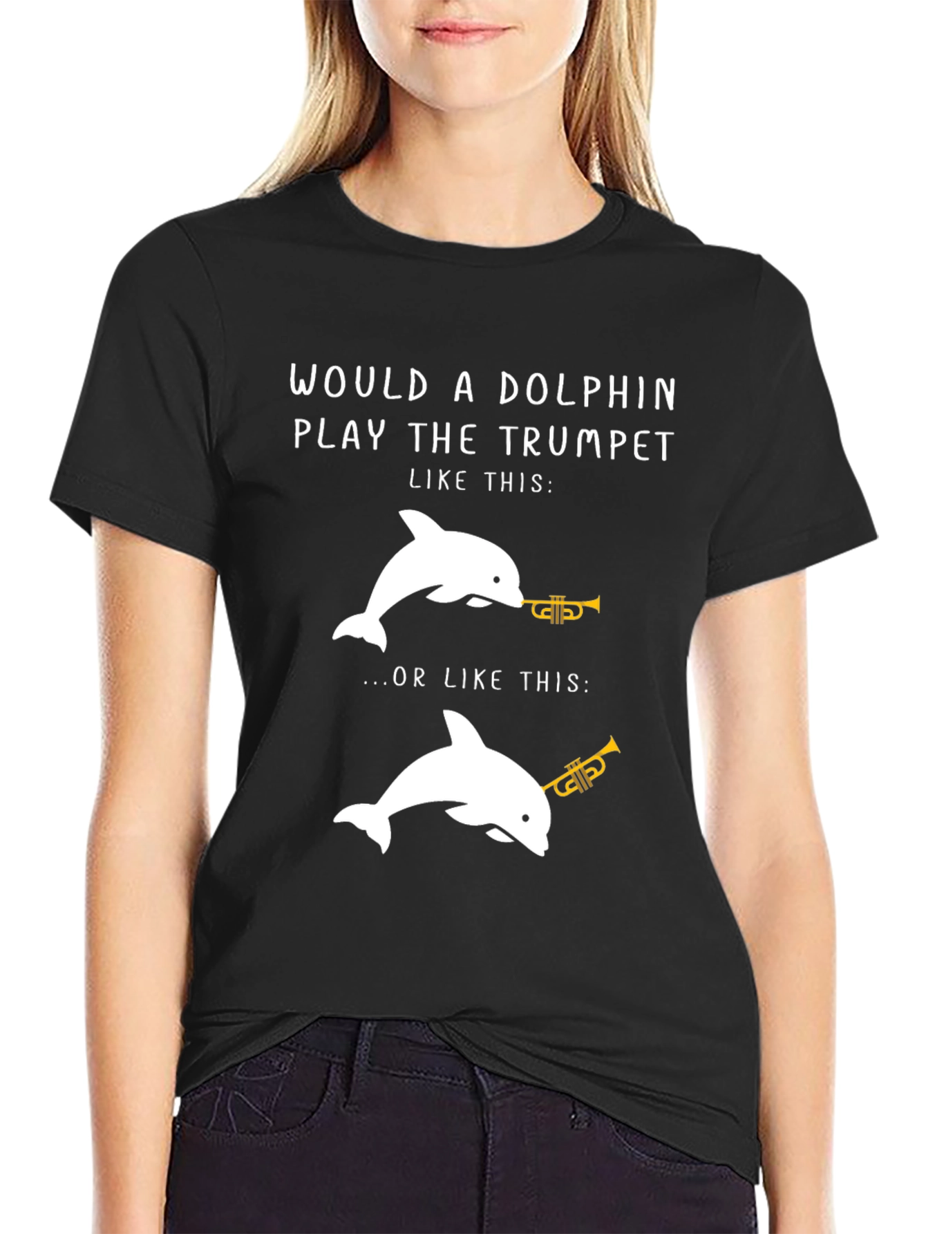 Dolphin Trumpet Graphic Tee - Funny Music Lover Shirt