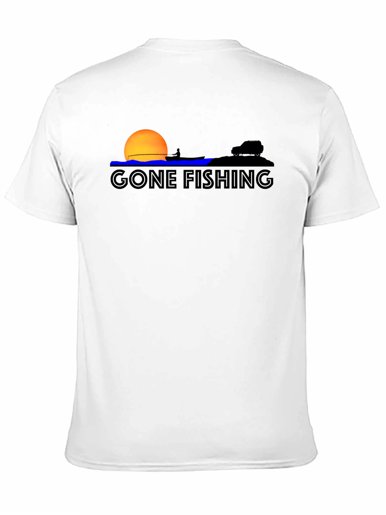 Gone Fishing Graphic Tee - Black Cotton T-Shirt