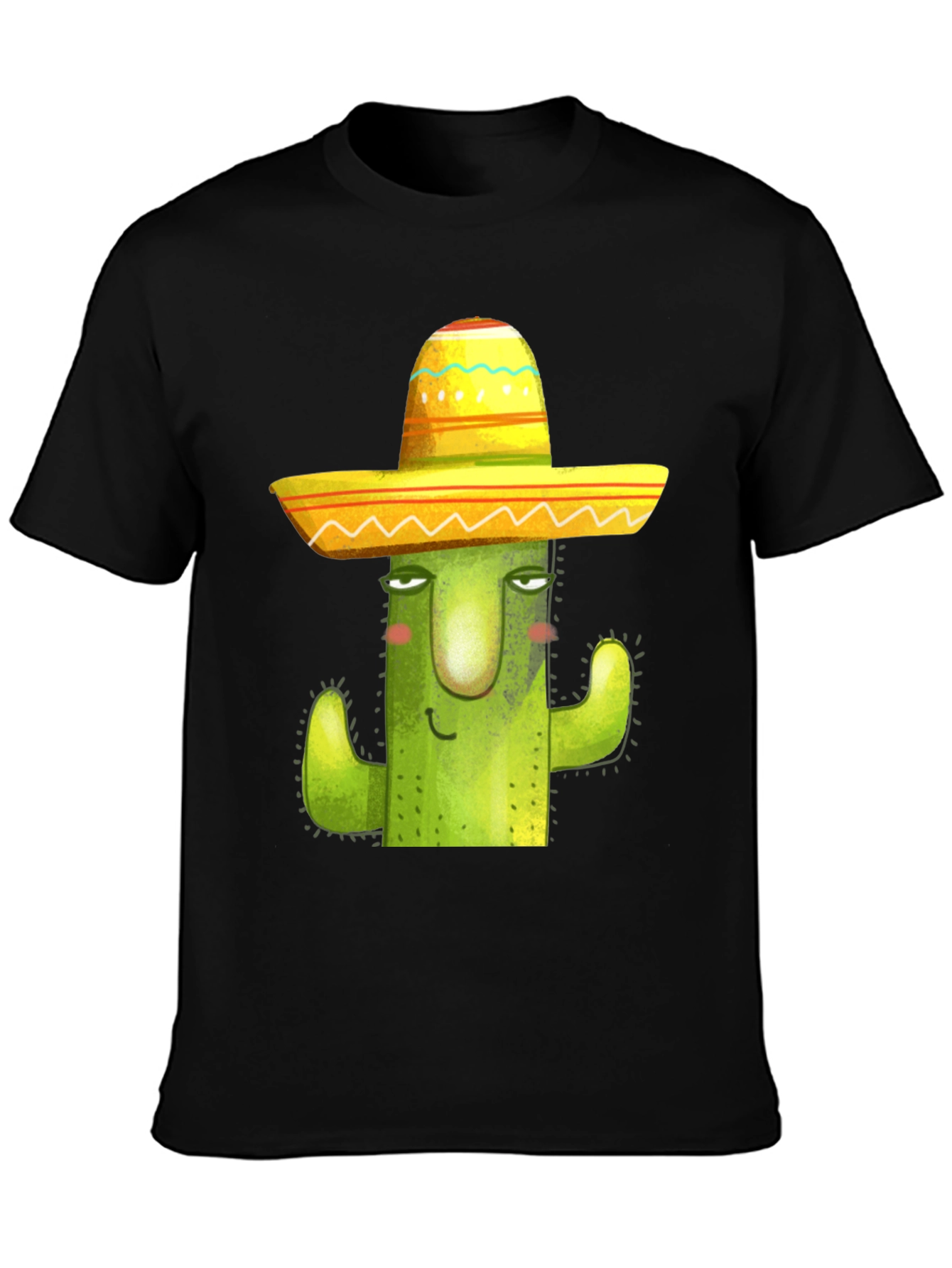 Cactus in Sombrero Graphic Tee - Black Cotton Blend
