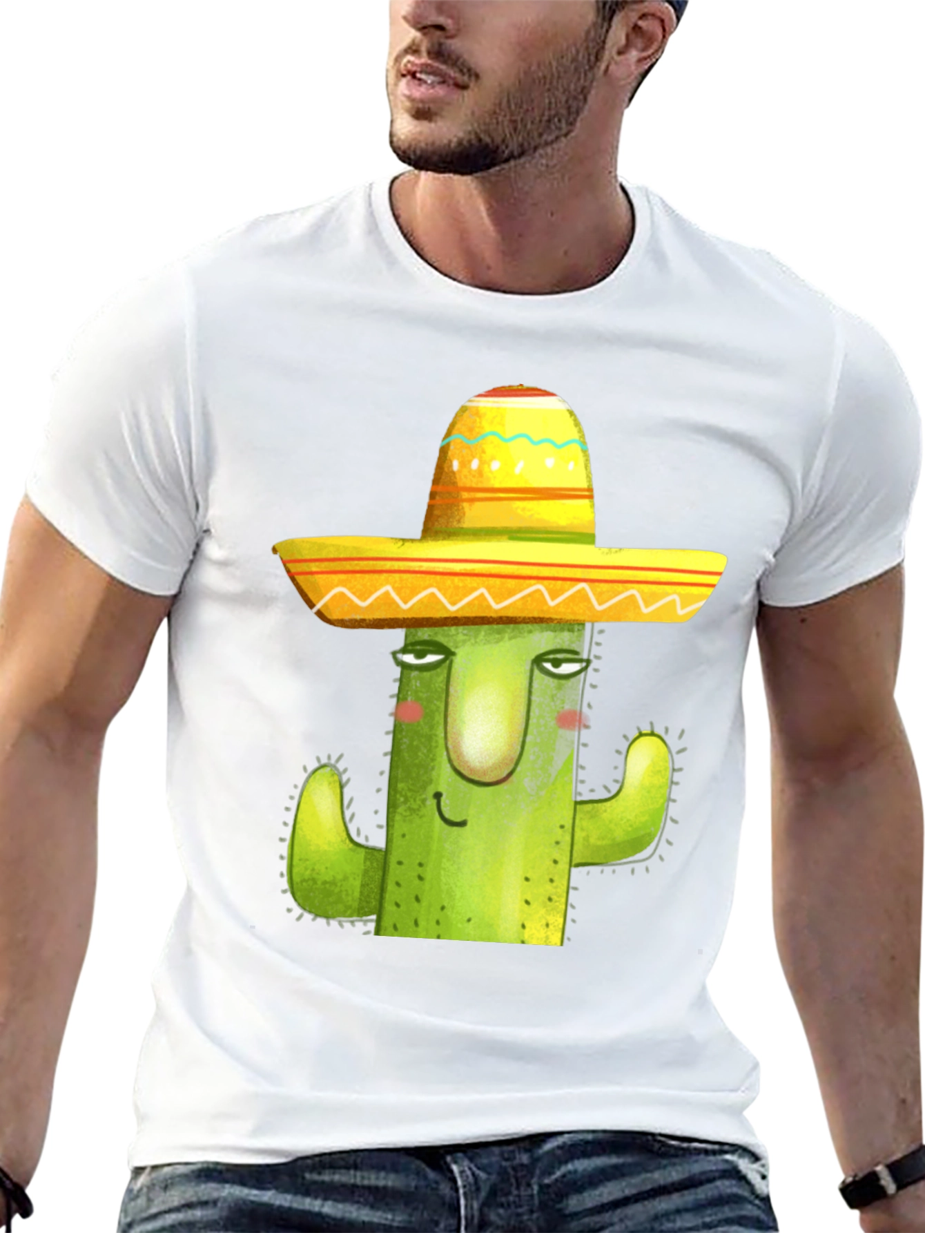 Cactus in Sombrero Graphic Tee - Black Cotton Blend