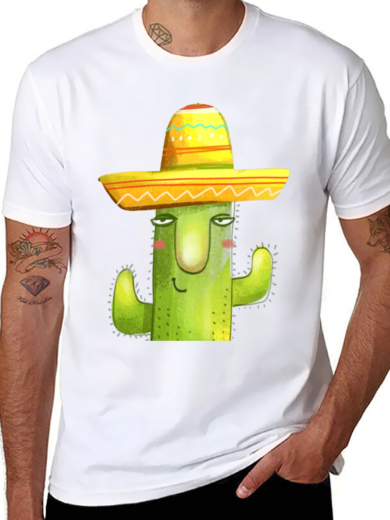 Cactus in Sombrero Graphic Tee - Black Cotton Blend