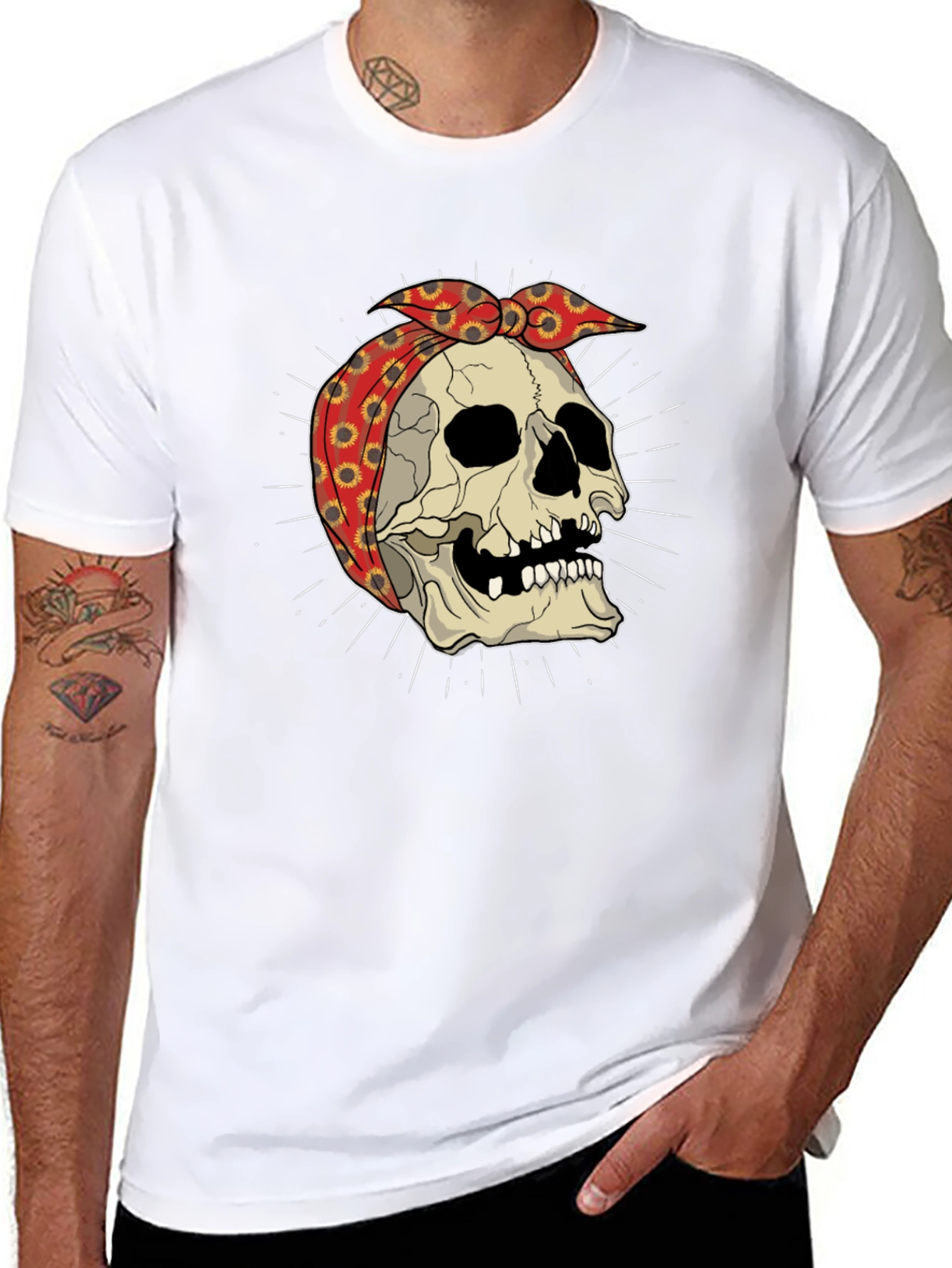 Skull Bandana Graphic Tee - Edgy Streetwear