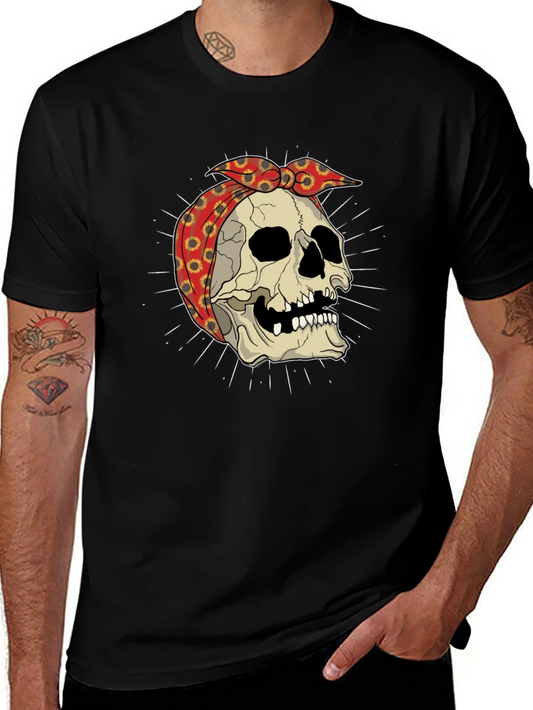Skull Bandana Graphic Tee - Edgy Streetwear