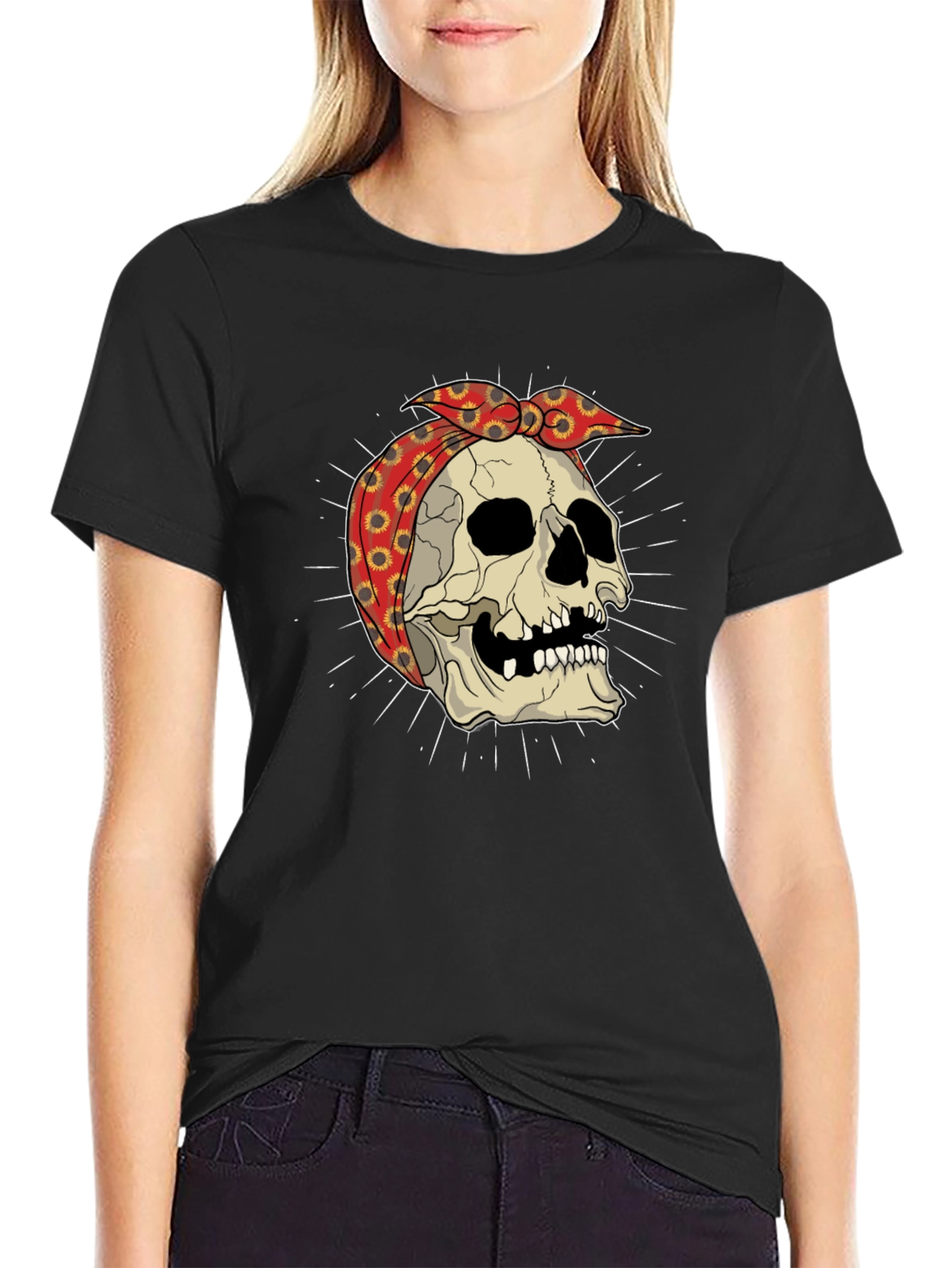 Skull Bandana Graphic Tee - Edgy Streetwear