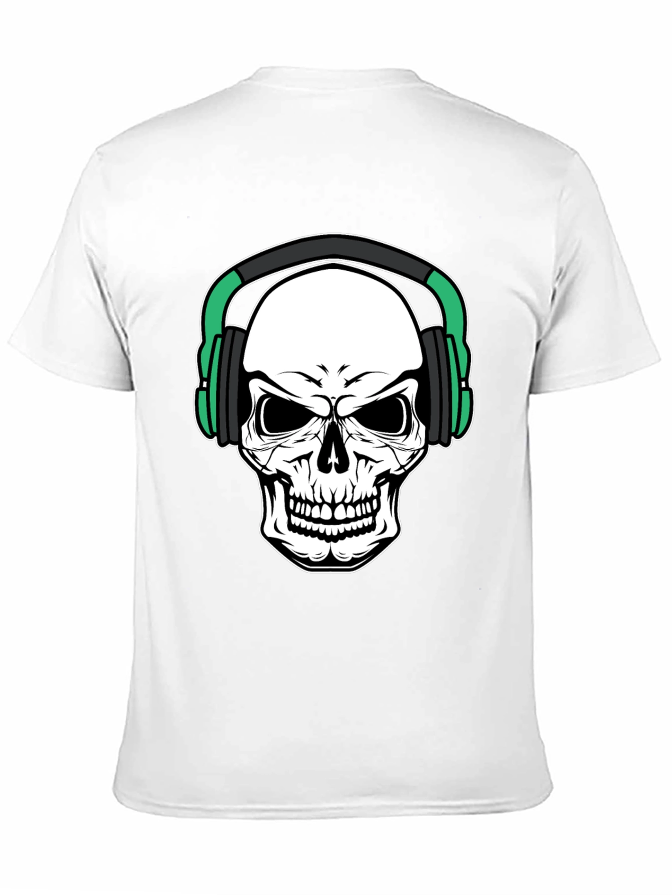 Skull Headphone Graphic Print Black T-Shirt