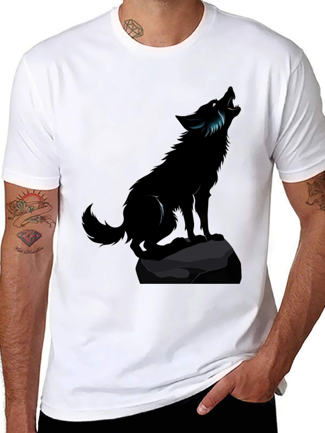 Black Wolf Graphic Tee - Mens Classic Fit