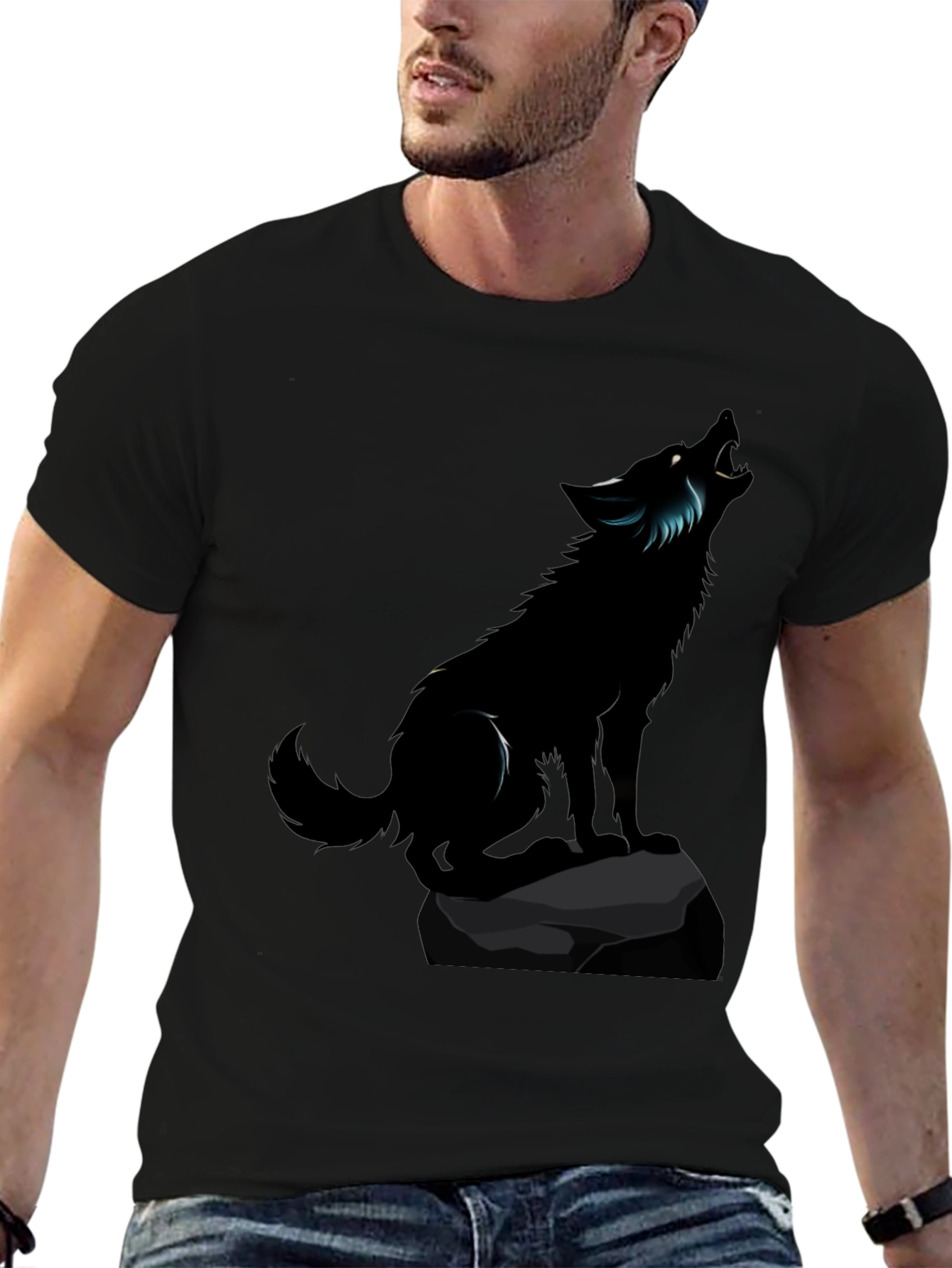 Black Wolf Graphic Tee - Mens Classic Fit