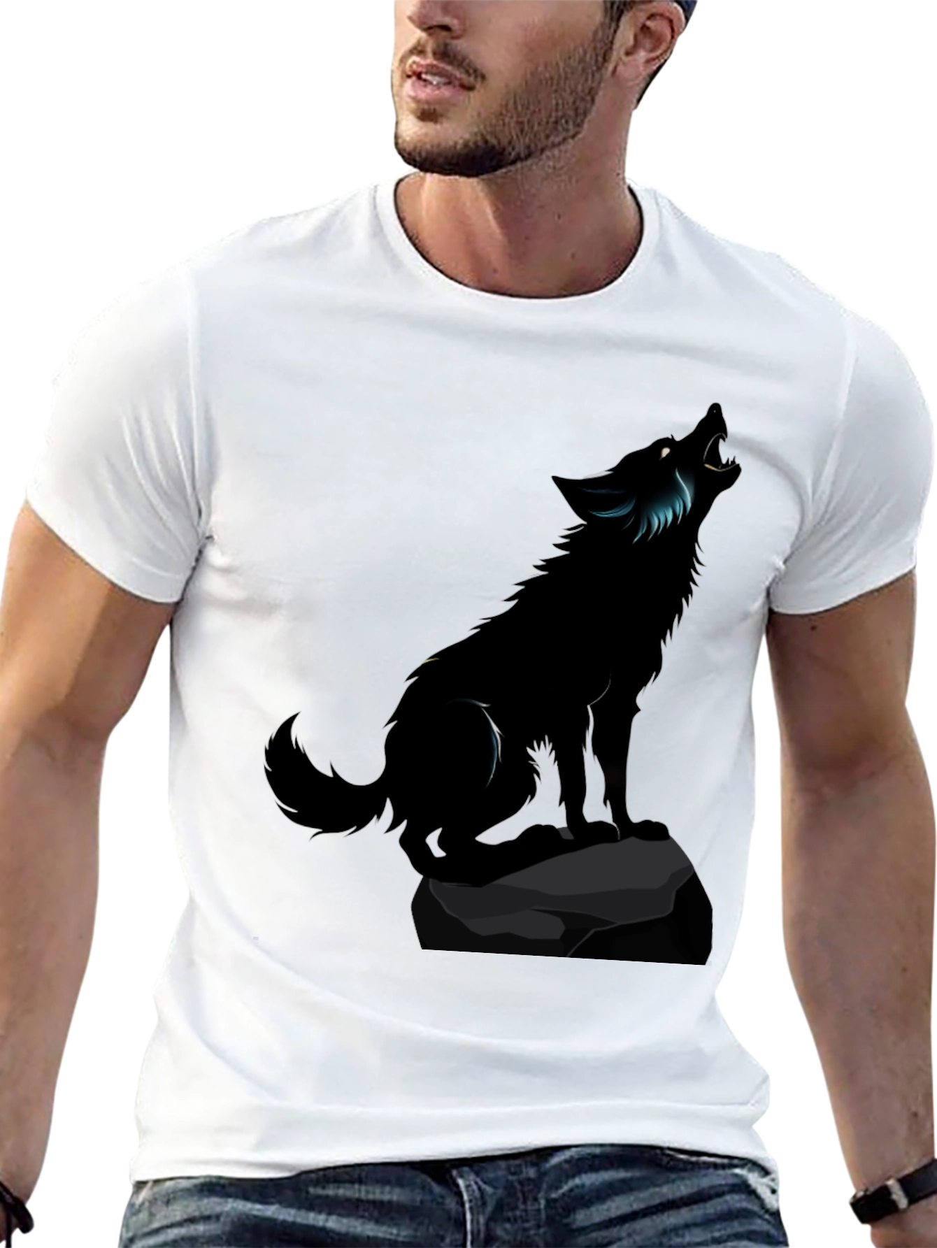 Black Wolf Graphic Tee - Mens Classic Fit