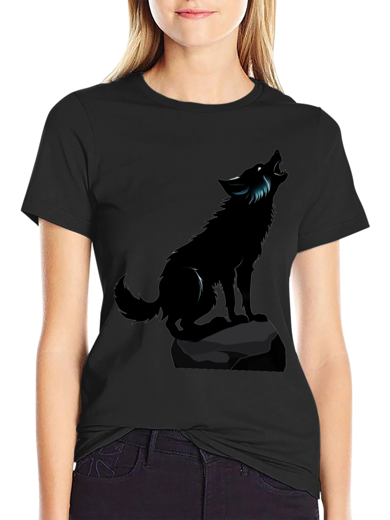 Black Wolf Graphic Tee - Mens Classic Fit