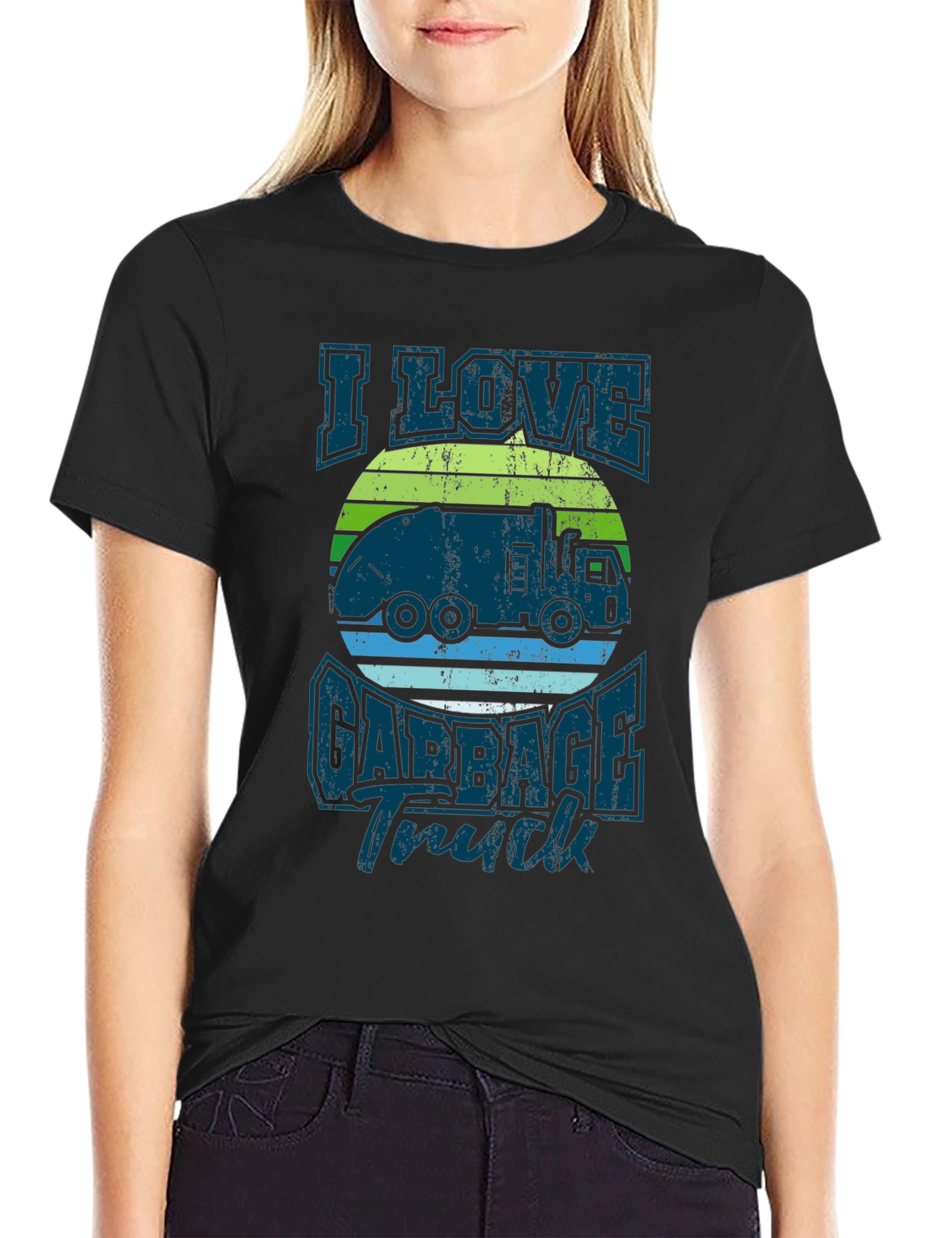 I Love Garbage Truck Graphic Tee - Black