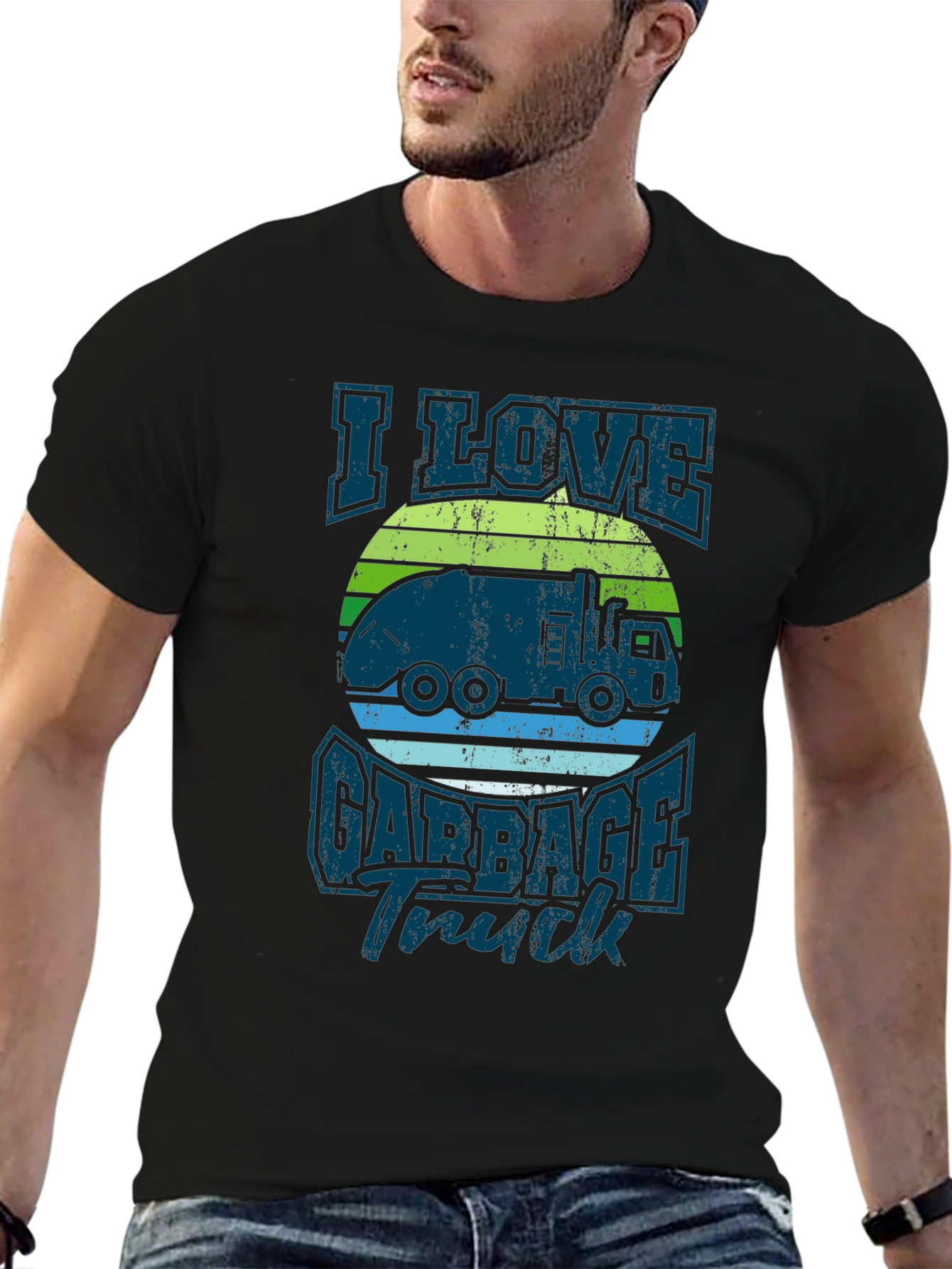 I Love Garbage Truck Graphic Tee - Black