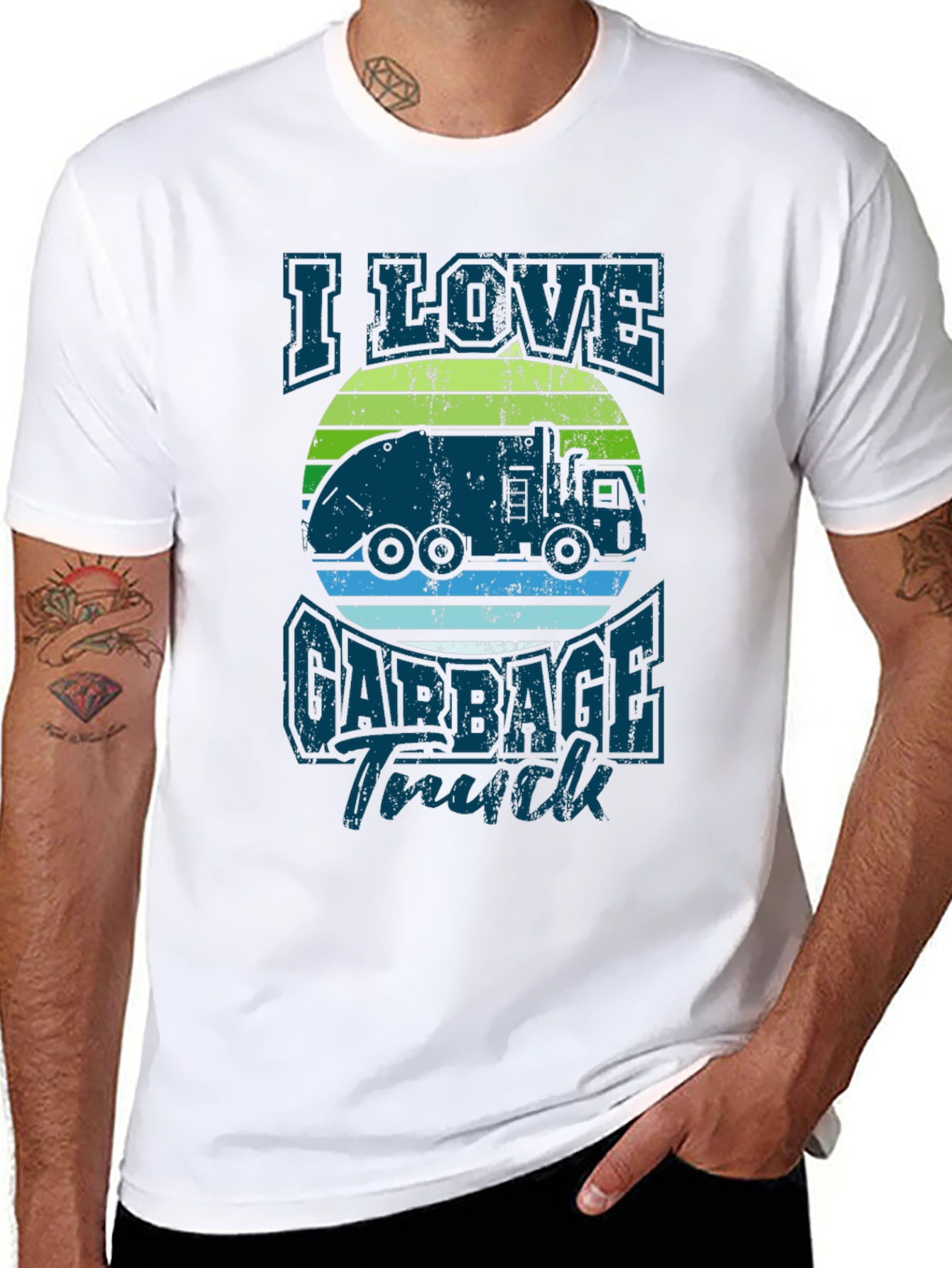 I Love Garbage Truck Graphic Tee - Black
