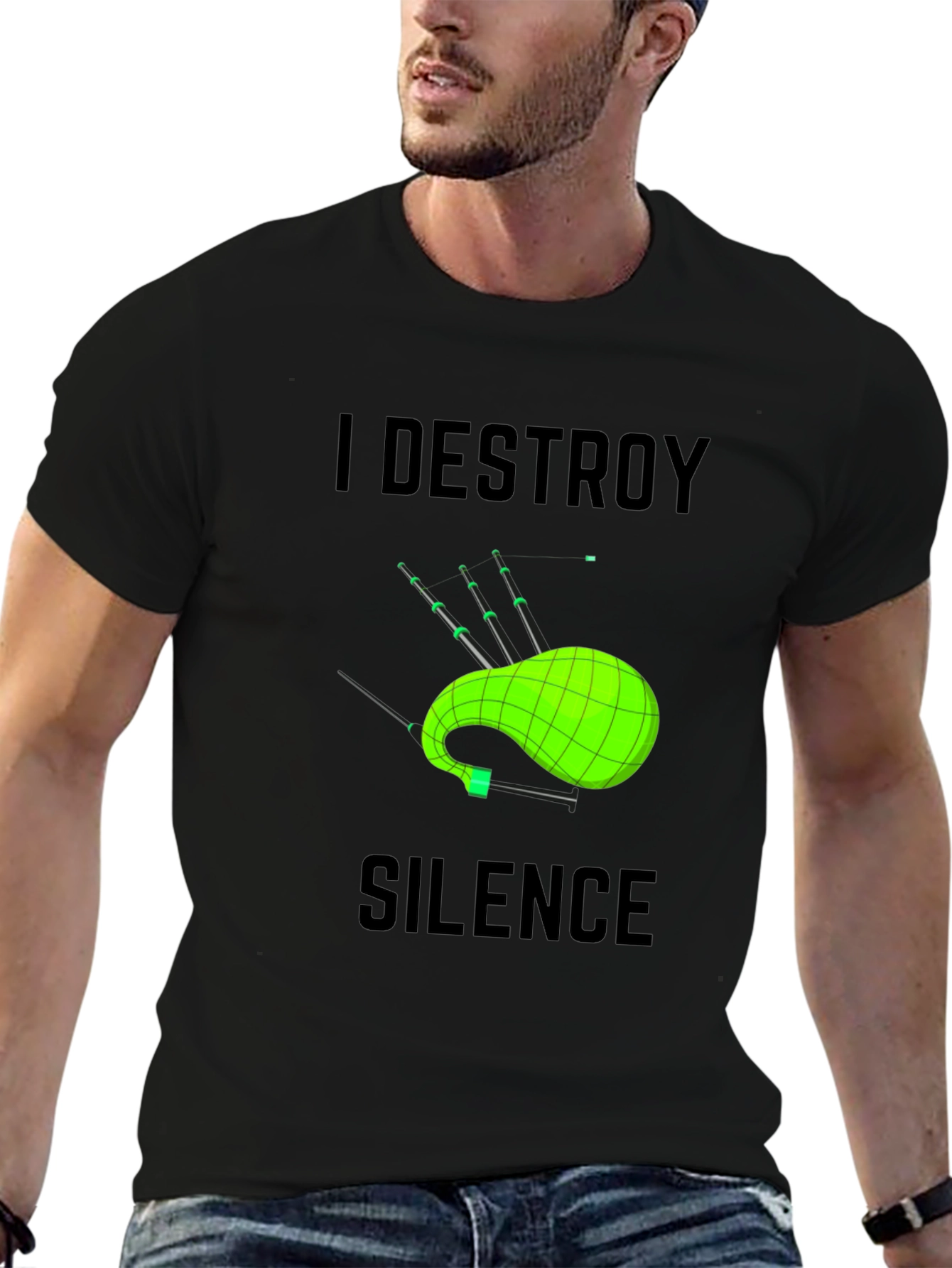 I Destroy Silence Bagpipe T-Shirt