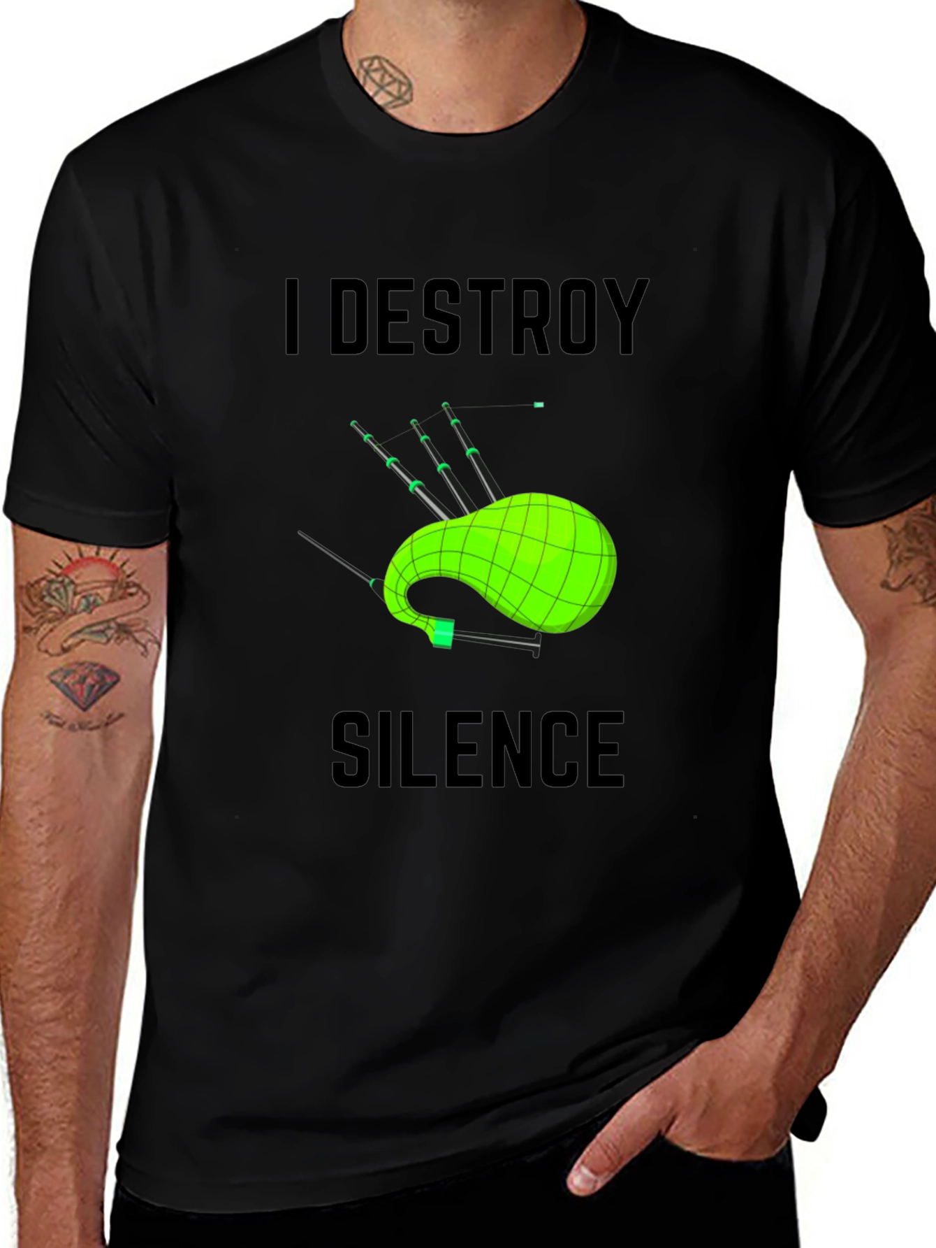 I Destroy Silence Bagpipe T-Shirt