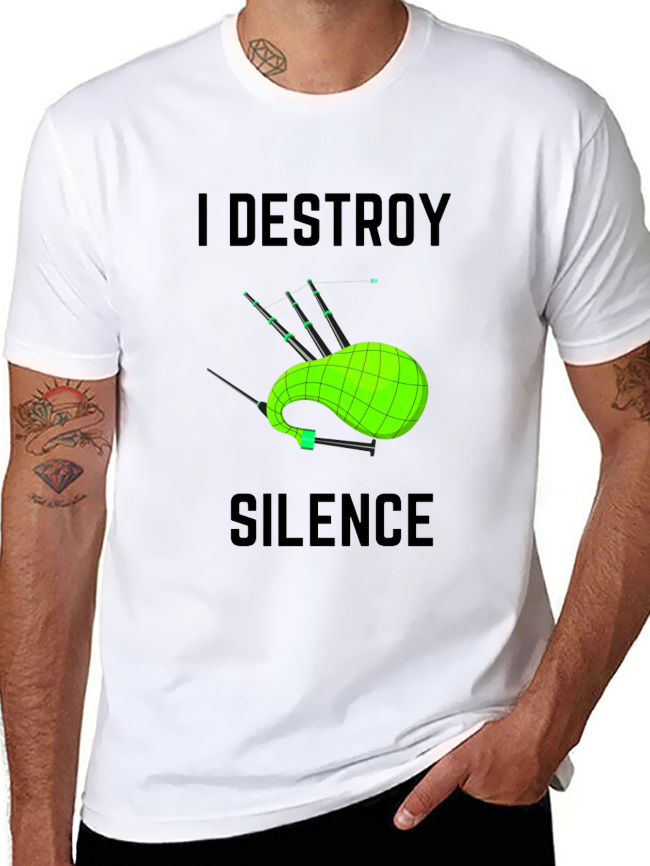I Destroy Silence Bagpipe T-Shirt