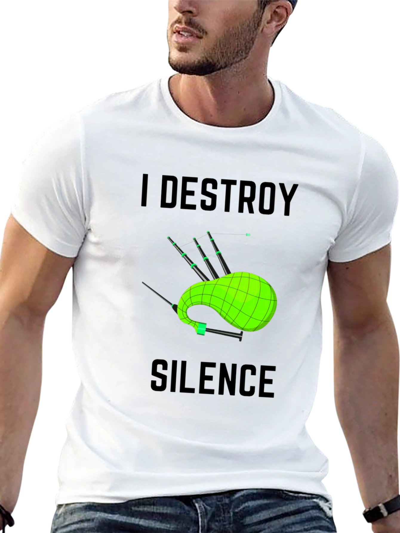 I Destroy Silence Bagpipe T-Shirt