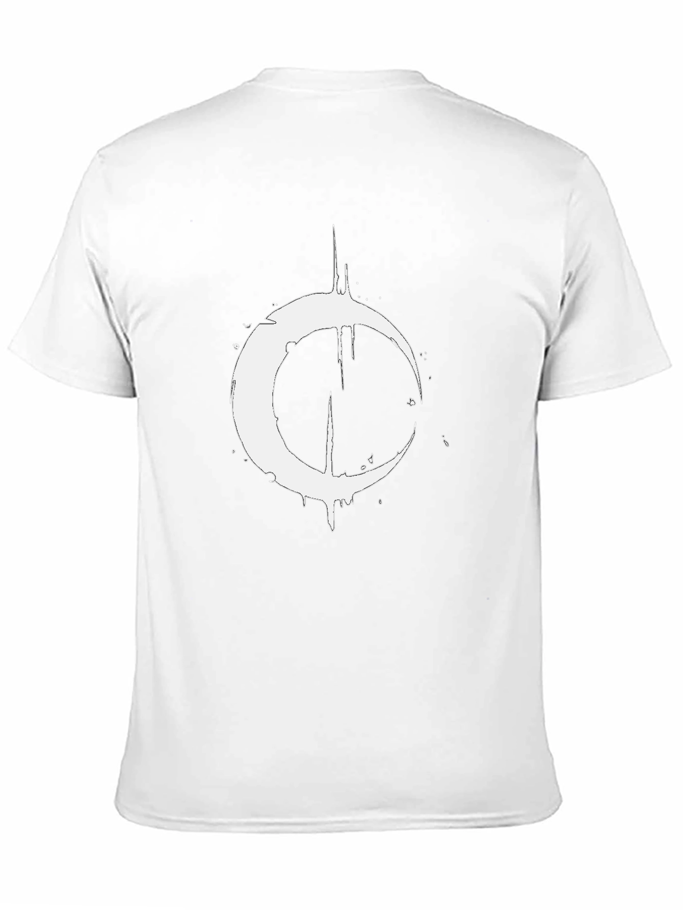 Mens Black T-Shirt with Distressed Crescent Moon Graphic