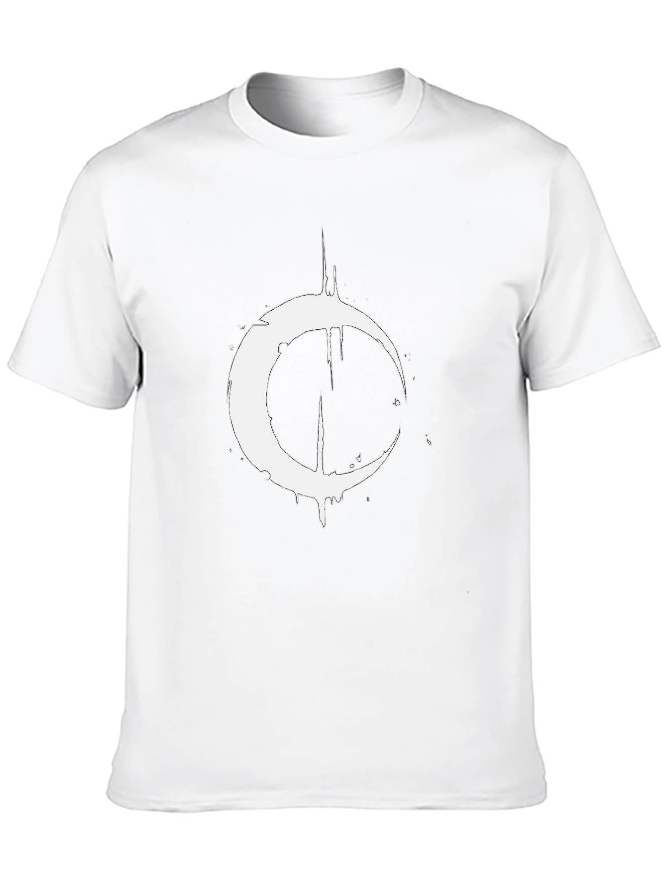 Mens Black T-Shirt with Distressed Crescent Moon Graphic