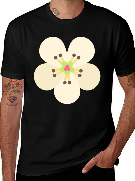 Floral Print Black Crew Neck T-Shirt