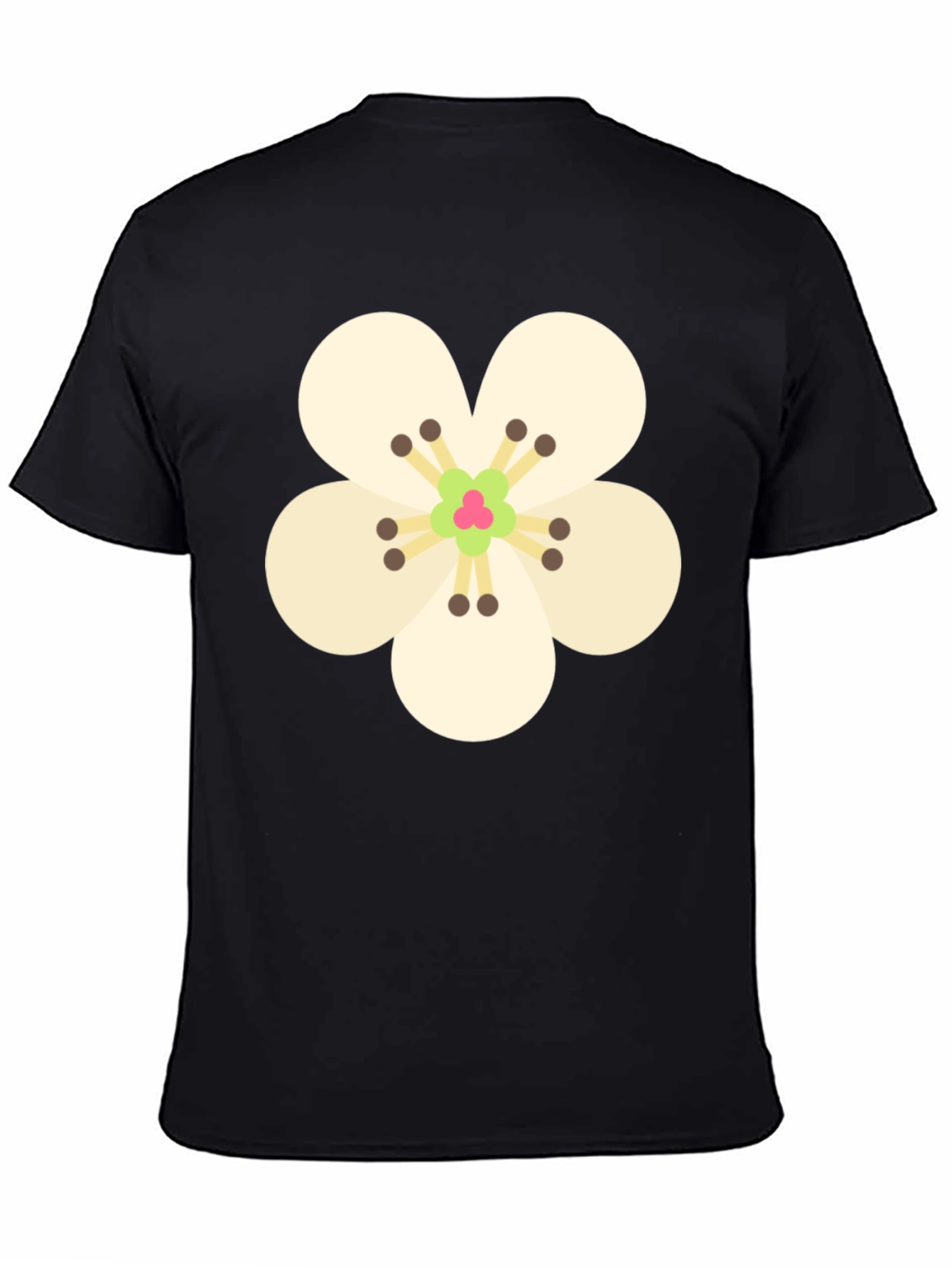 Floral Print Black Crew Neck T-Shirt