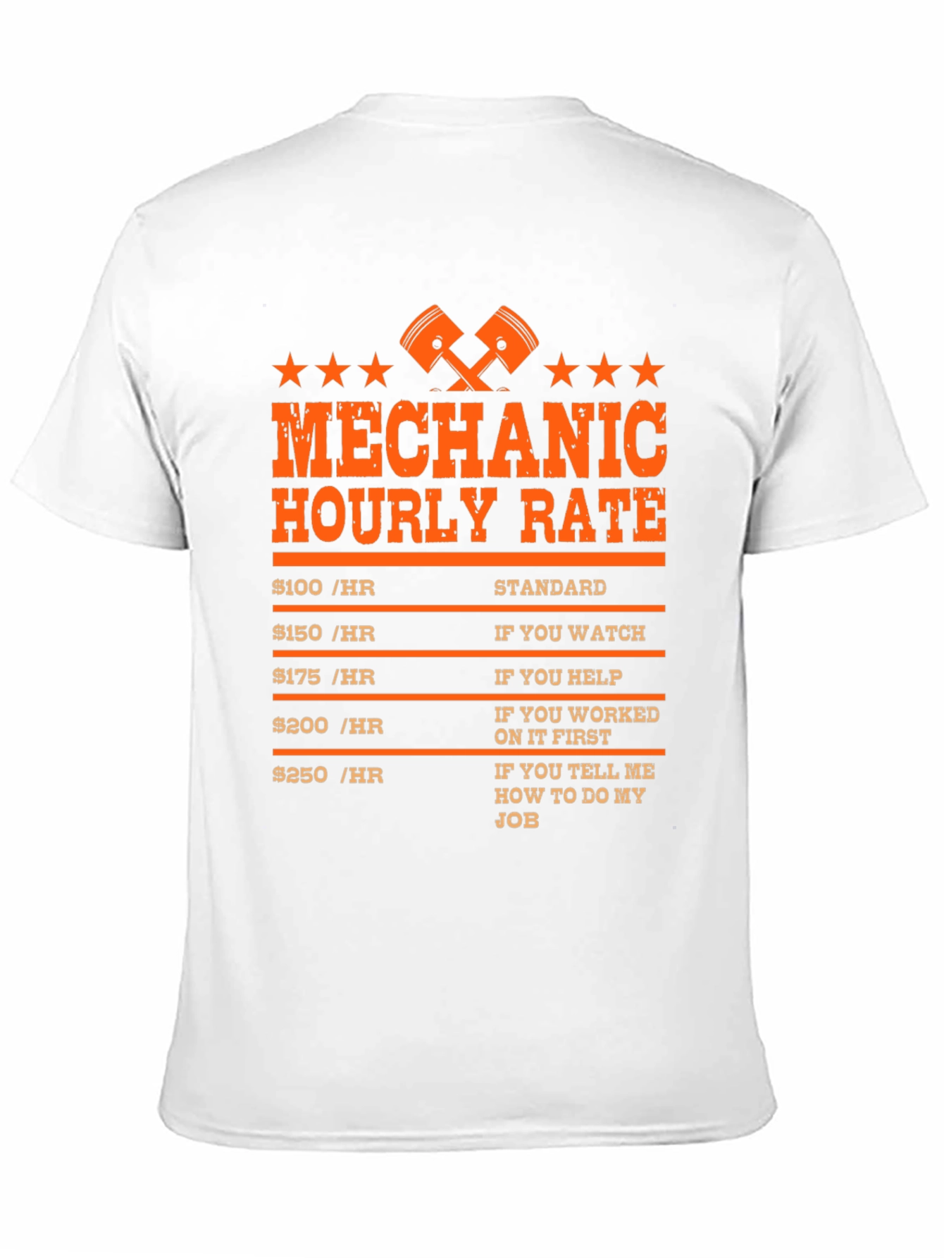 Mechanic Hourly Rate Novelty Graphic Tee