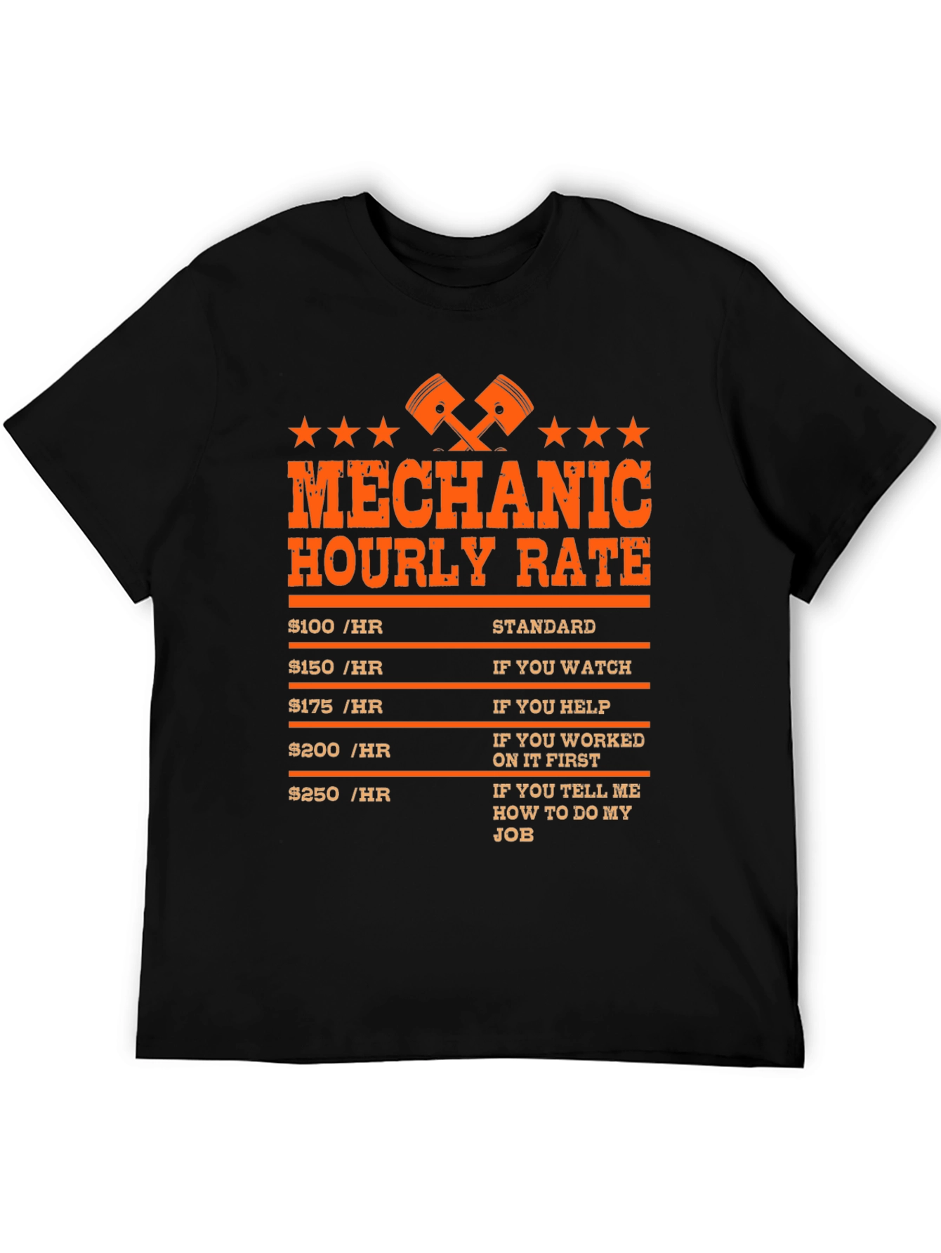 Mechanic Hourly Rate Novelty Graphic Tee