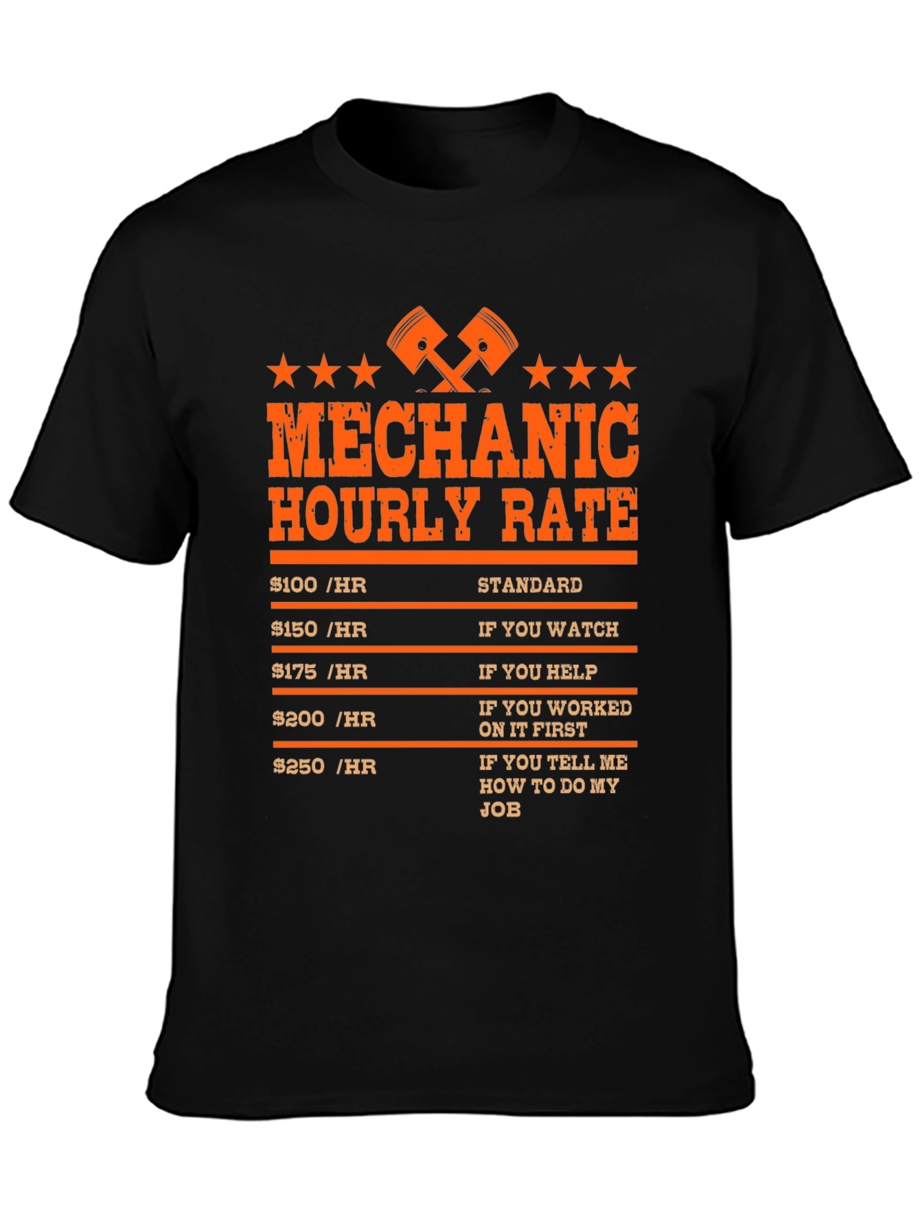 Mechanic Hourly Rate Novelty Graphic Tee