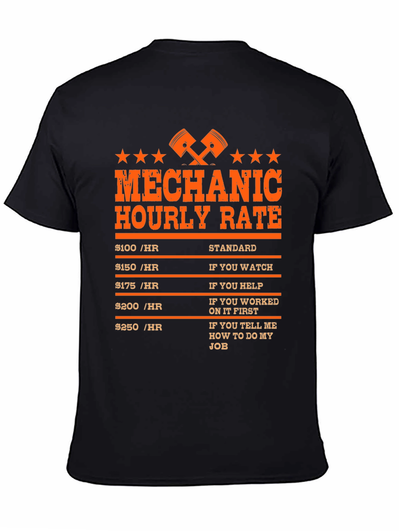 Mechanic Hourly Rate Novelty Graphic Tee