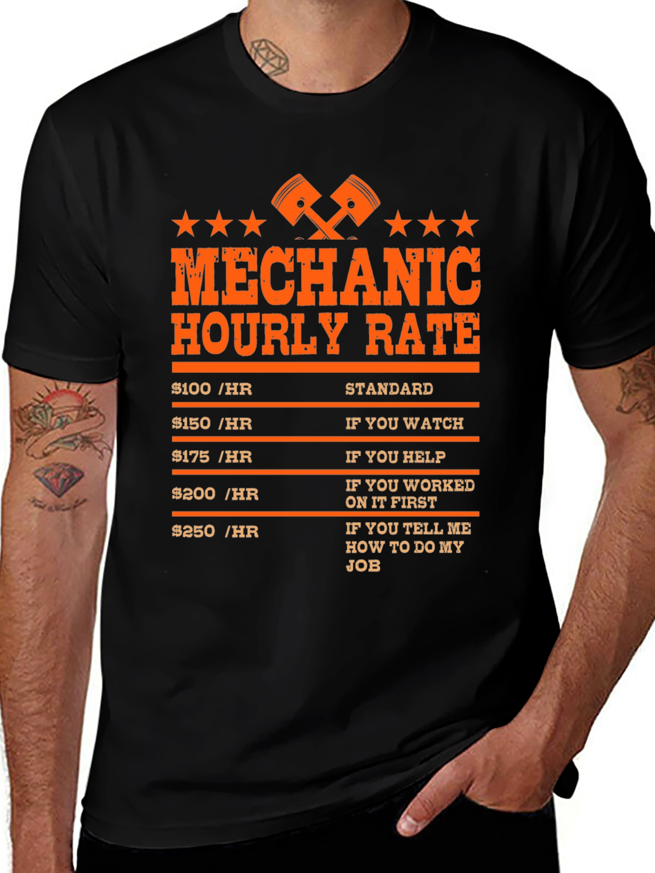 Mechanic Hourly Rate Novelty Graphic Tee