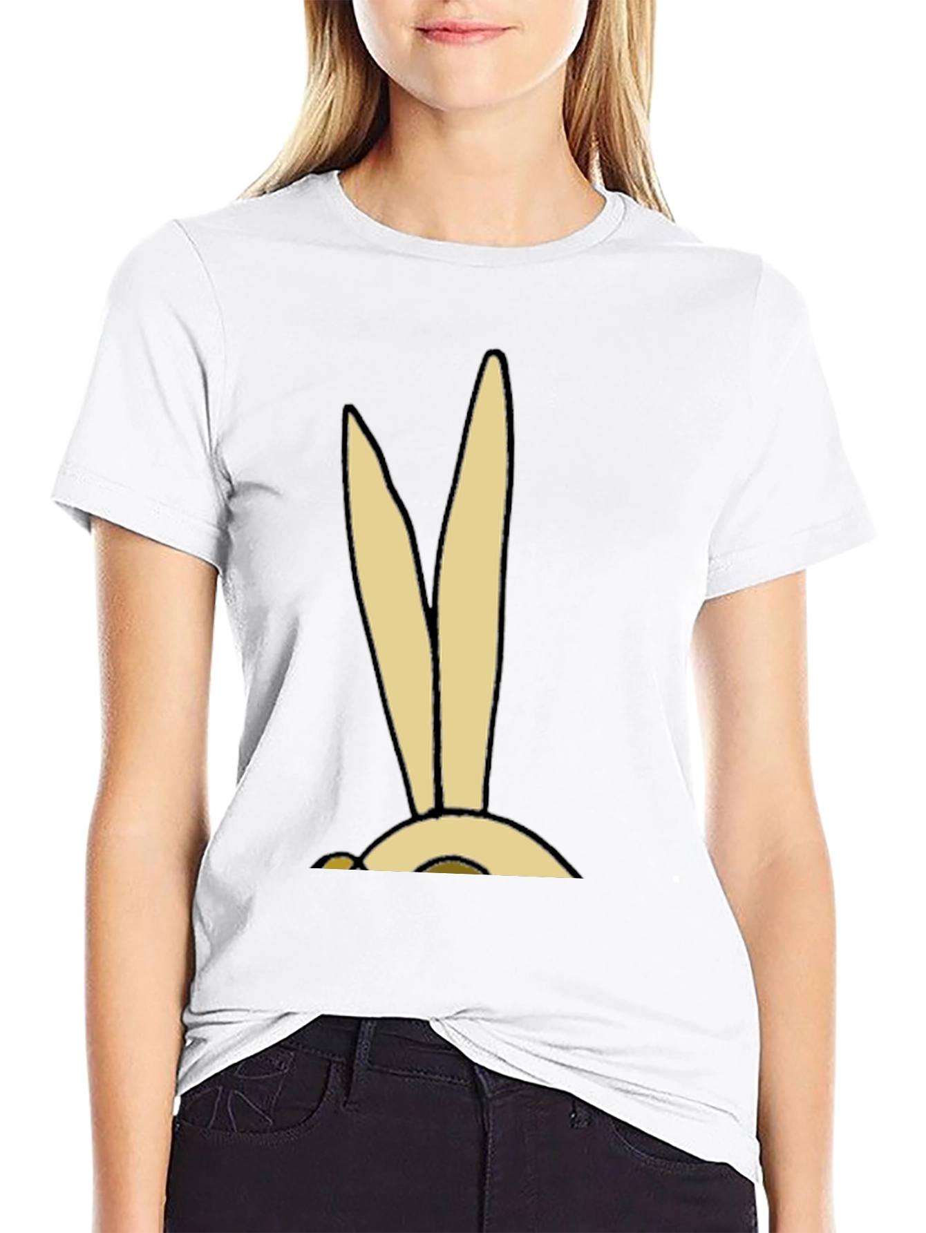 Cartoon Bunny Ears Graphic Tee - Soft Cotton Blend