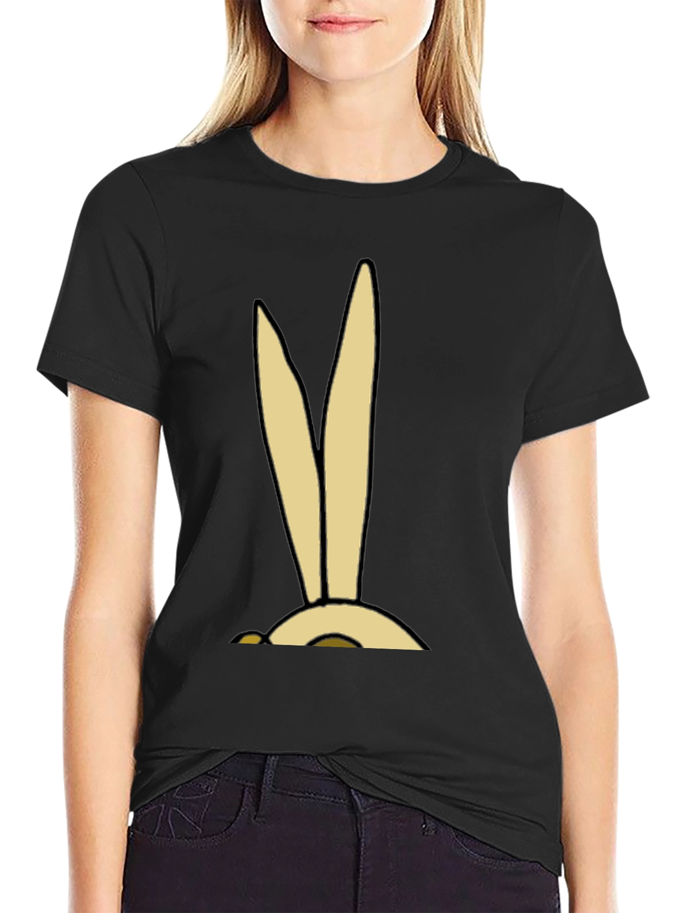 Cartoon Bunny Ears Graphic Tee - Soft Cotton Blend
