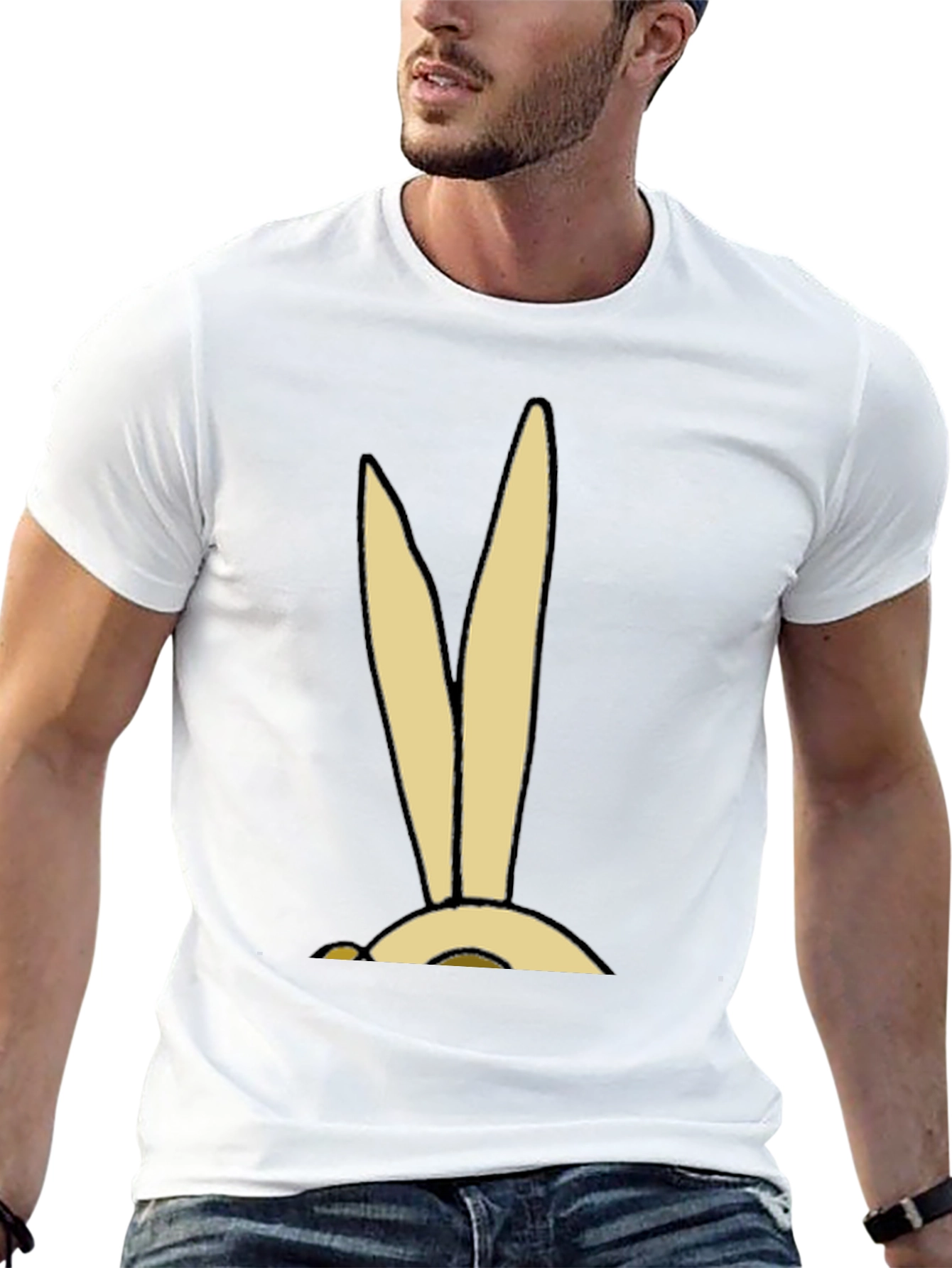 Cartoon Bunny Ears Graphic Tee - Soft Cotton Blend