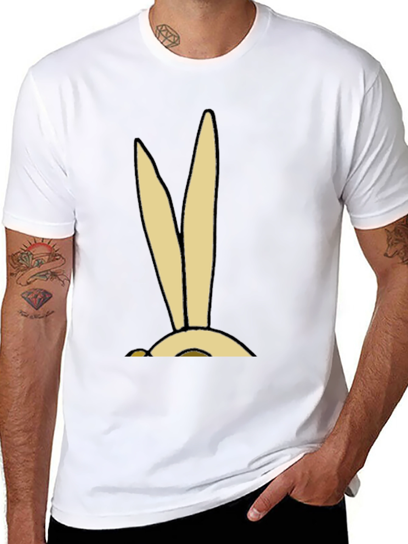 Cartoon Bunny Ears Graphic Tee - Soft Cotton Blend