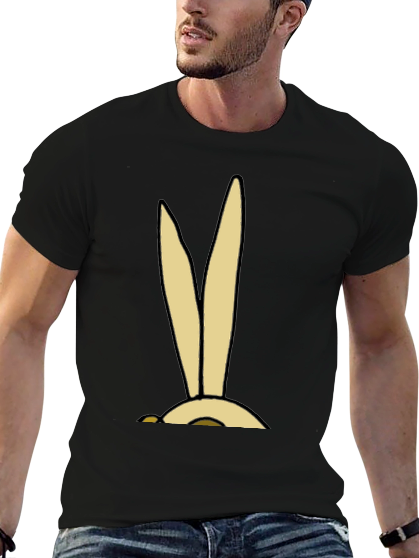 Cartoon Bunny Ears Graphic Tee - Soft Cotton Blend