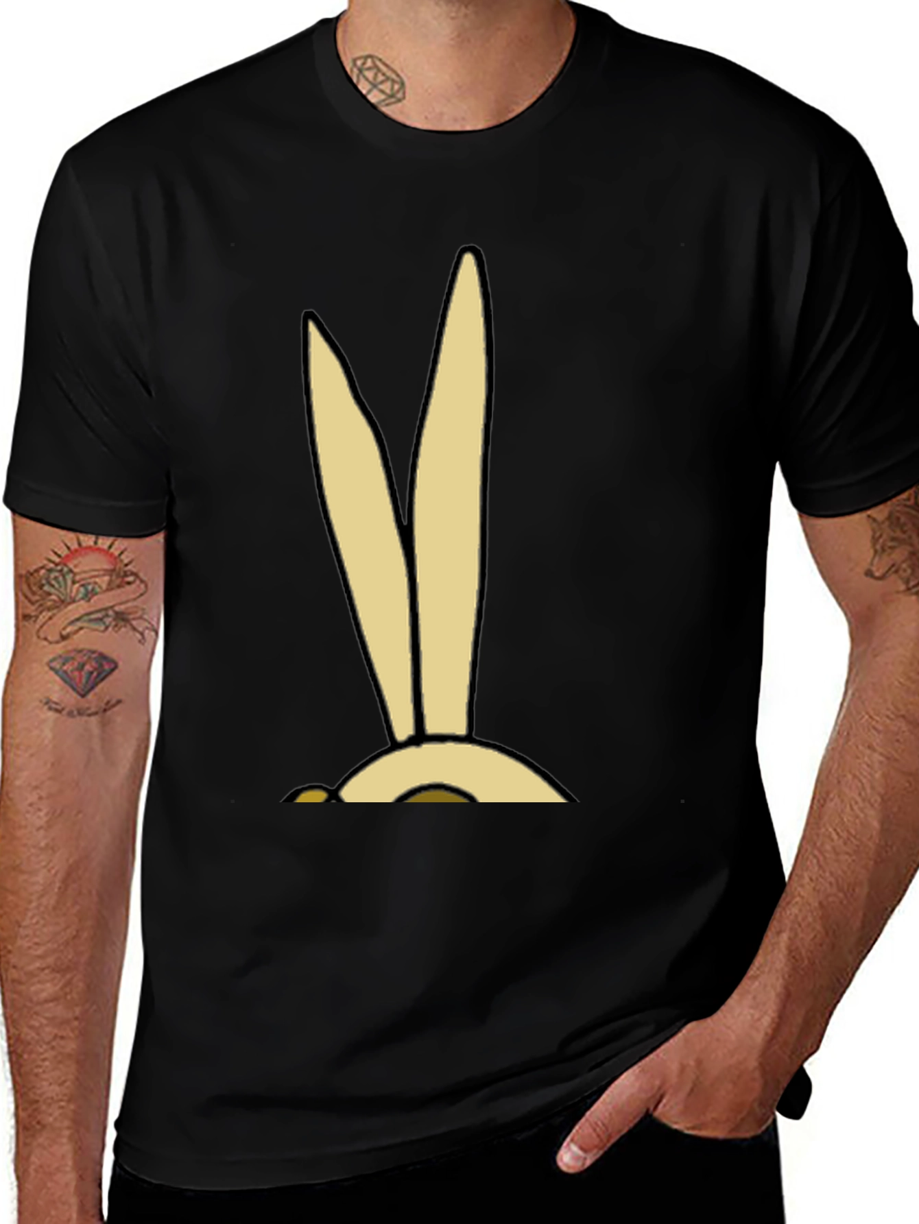 Cartoon Bunny Ears Graphic Tee - Soft Cotton Blend