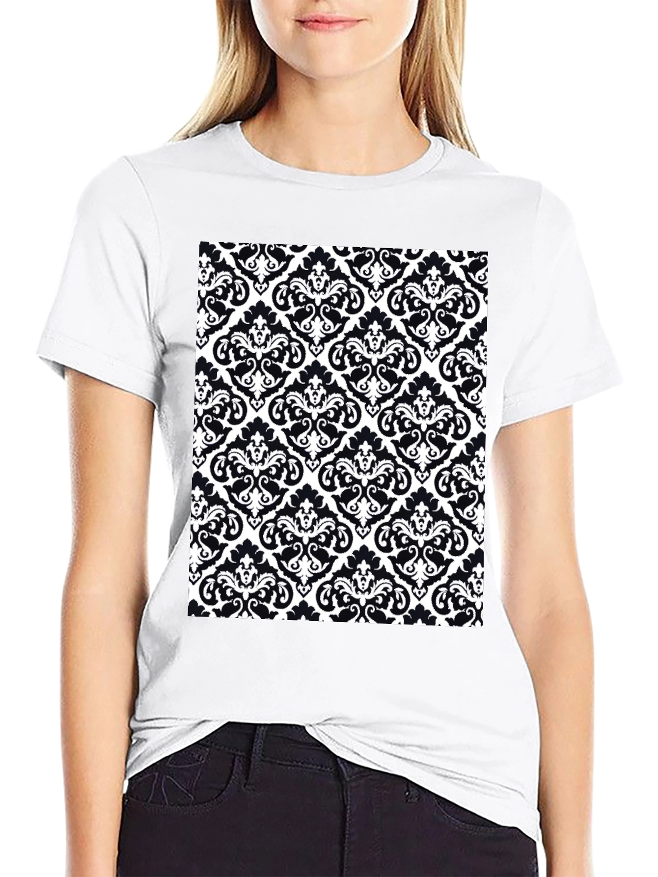 Patterned Graphic Tee - Black