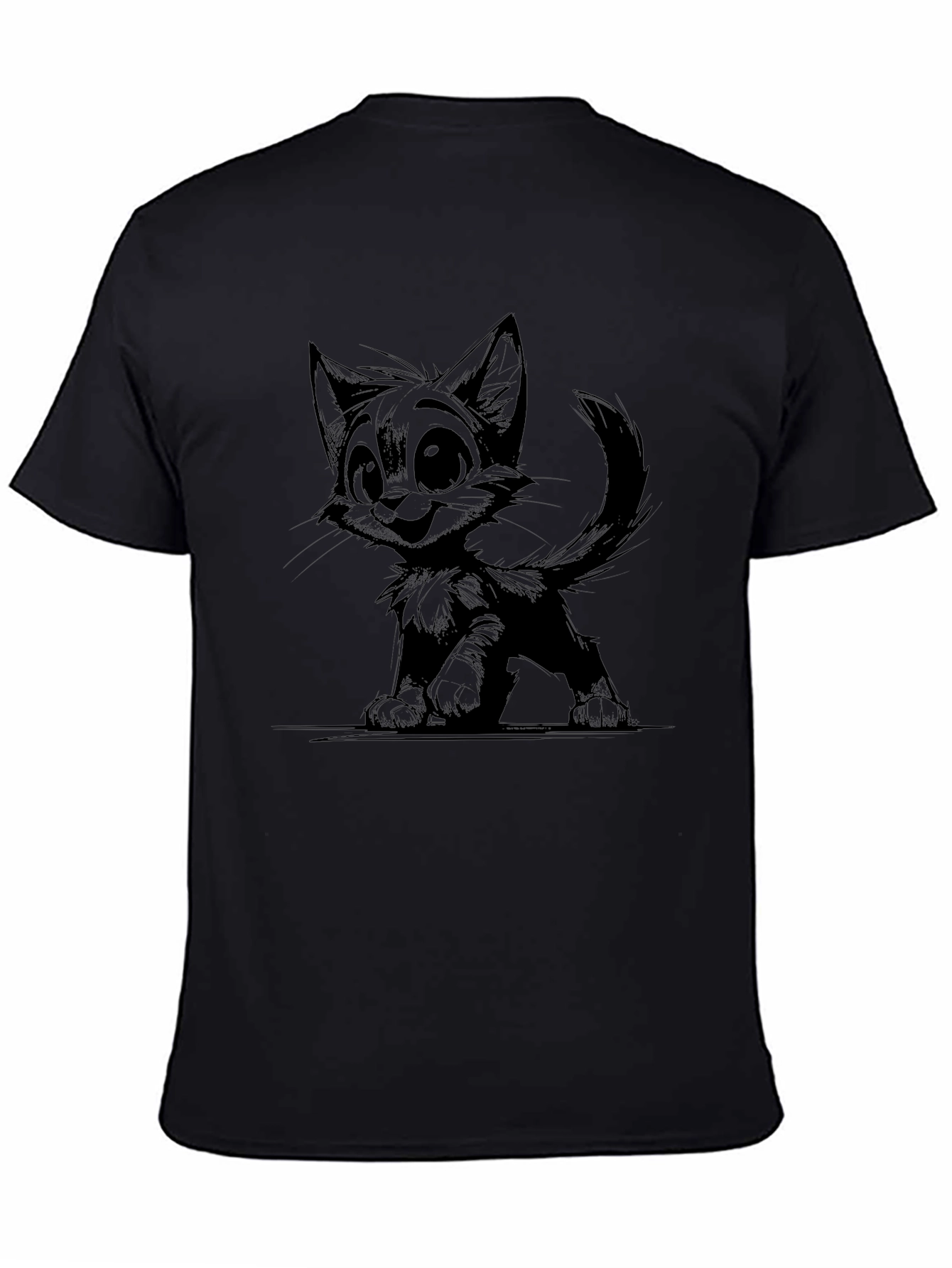 Cute Kitten Graphic Tee - Black Unisex T-Shirt