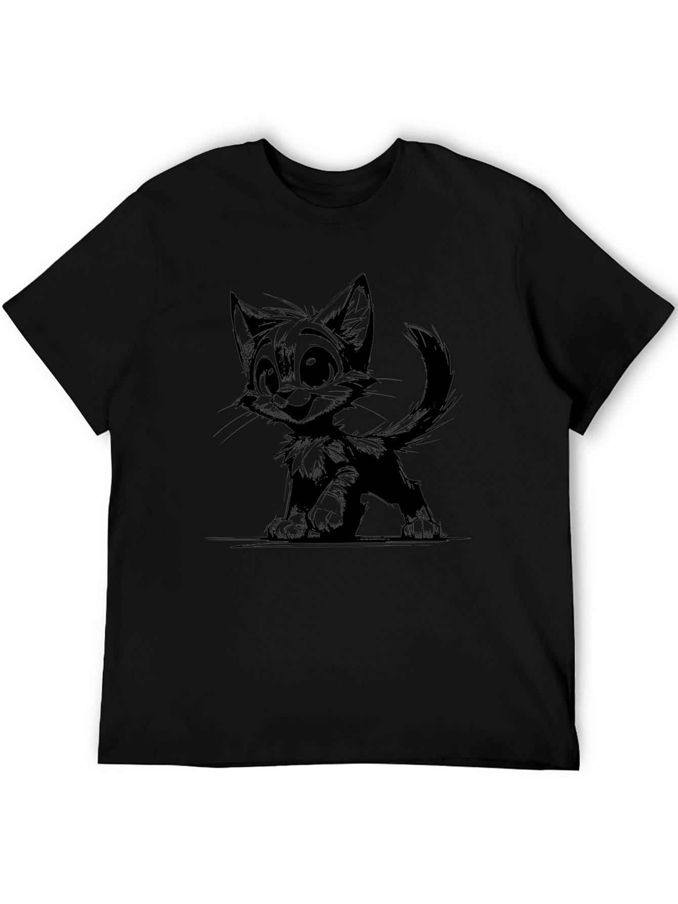 Cute Kitten Graphic Tee - Black Unisex T-Shirt