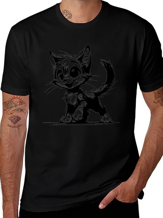 Cute Kitten Graphic Tee - Black Unisex T-Shirt
