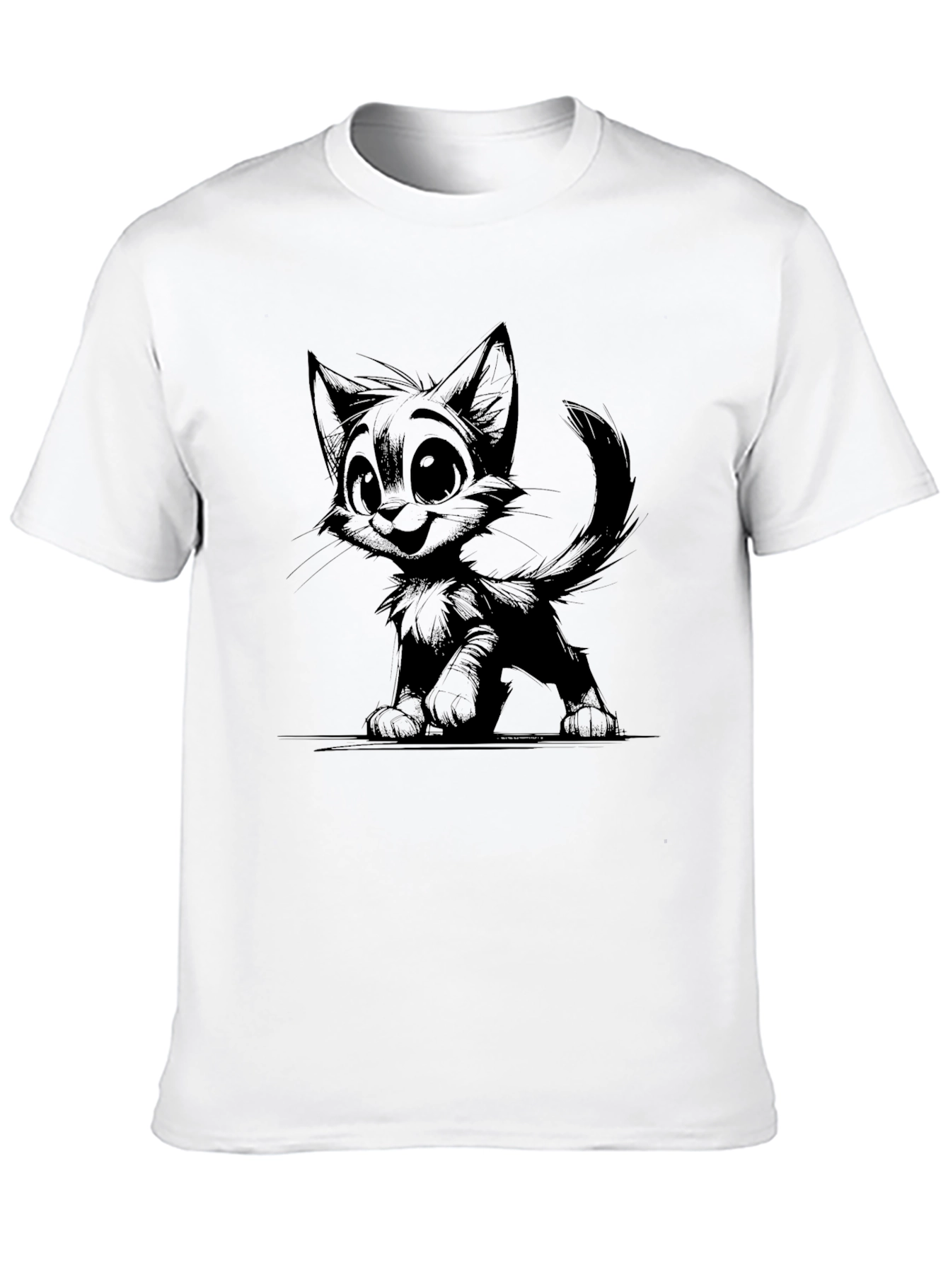 Cute Kitten Graphic Tee - Black Unisex T-Shirt