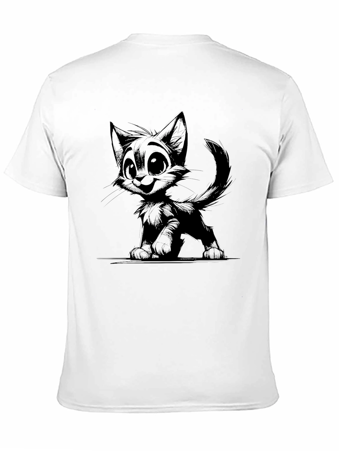 Cute Kitten Graphic Tee - Black Unisex T-Shirt